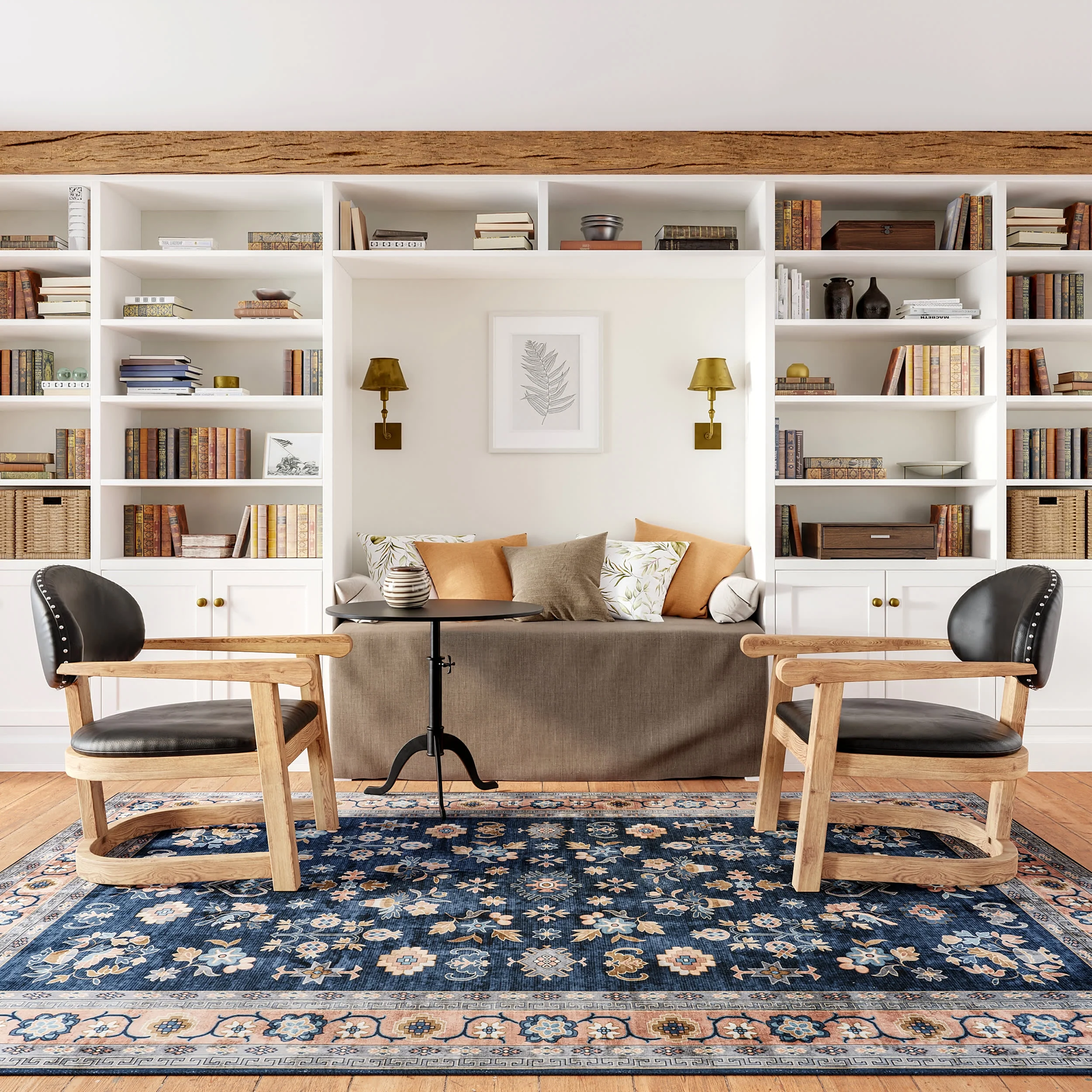 Dayflower Vintage Washable Rug | Blue - Image 2
