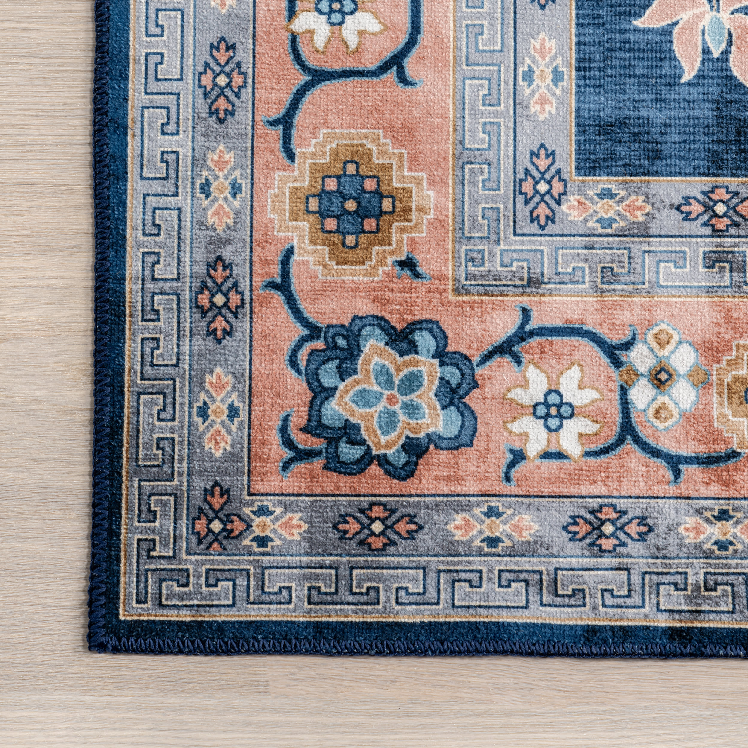 Dayflower Vintage Washable Rug | Blue - Image 3