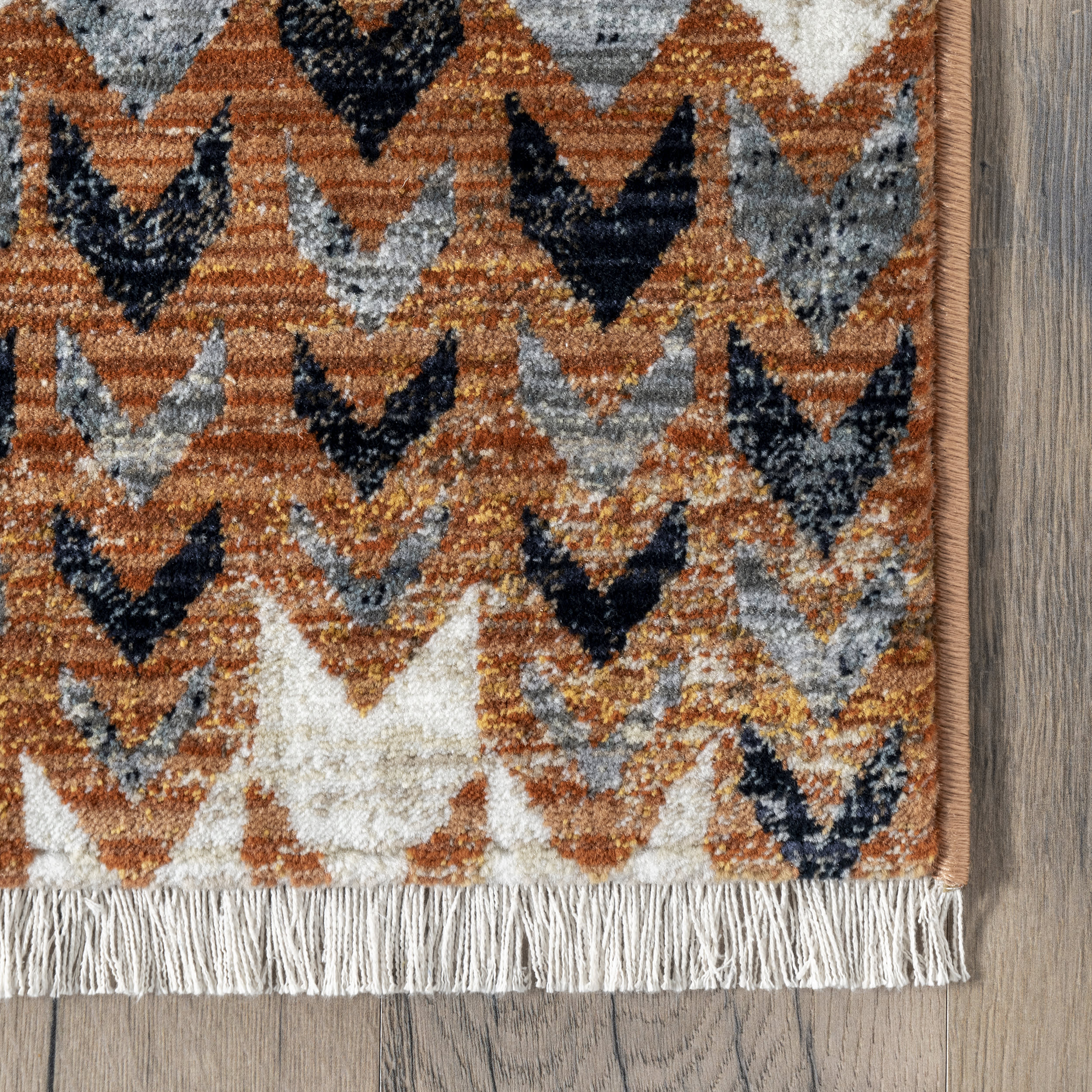 Deedra Geometric Banded Rug | Rust - Image 3