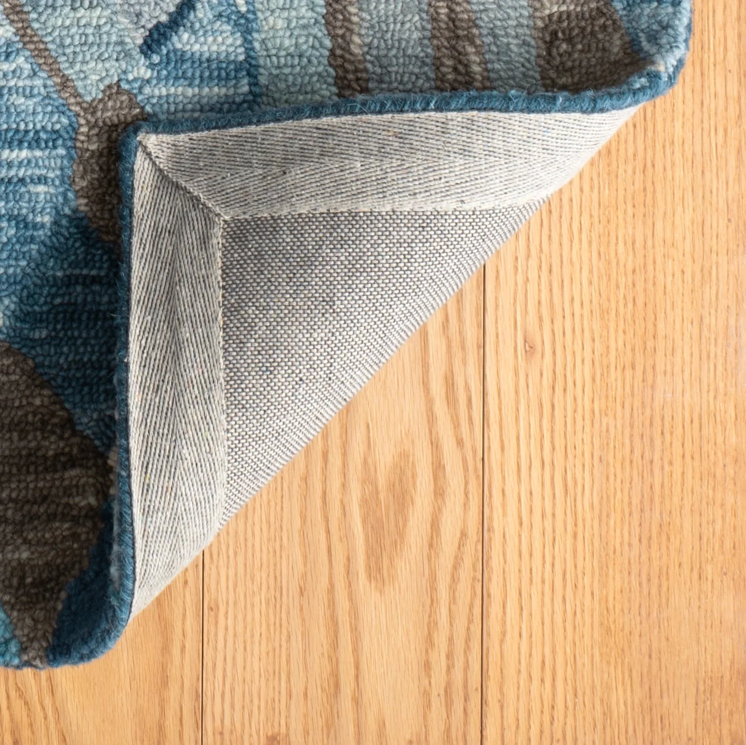 Deer Leap Hand Hooked Wool Rug | Blue - Image 8