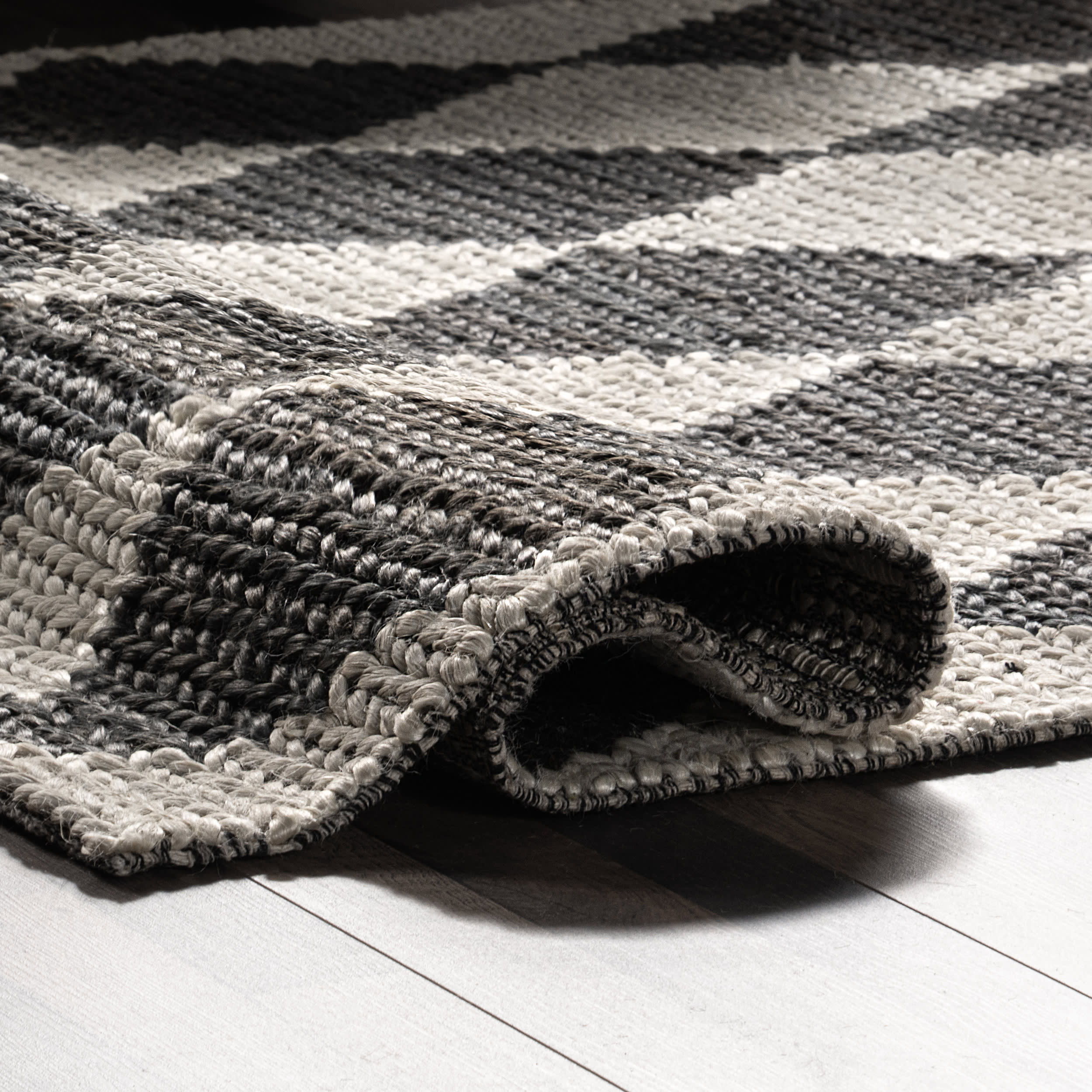 Deja Diamond Jute Trellis Rug | Charcoal - Image 8