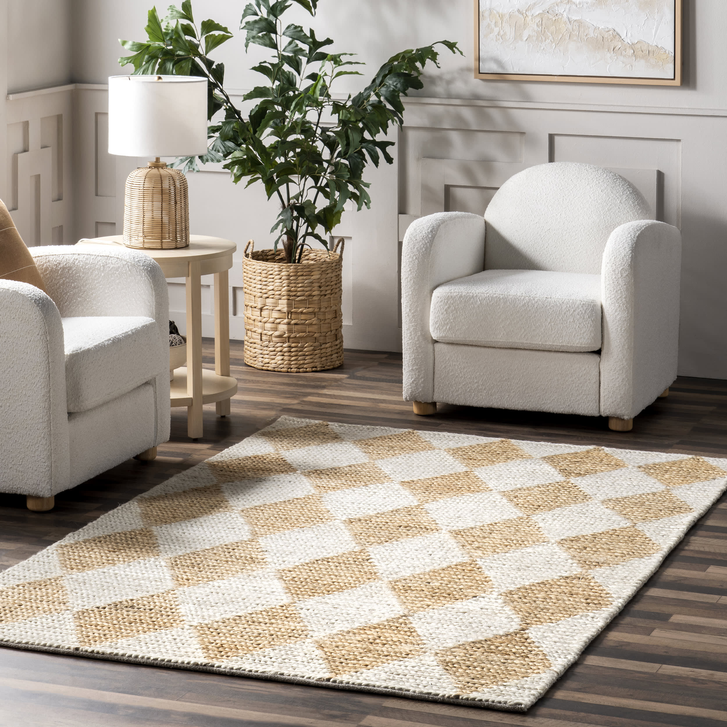 Deja Diamond Jute Trellis Rug | Natural - Image 2