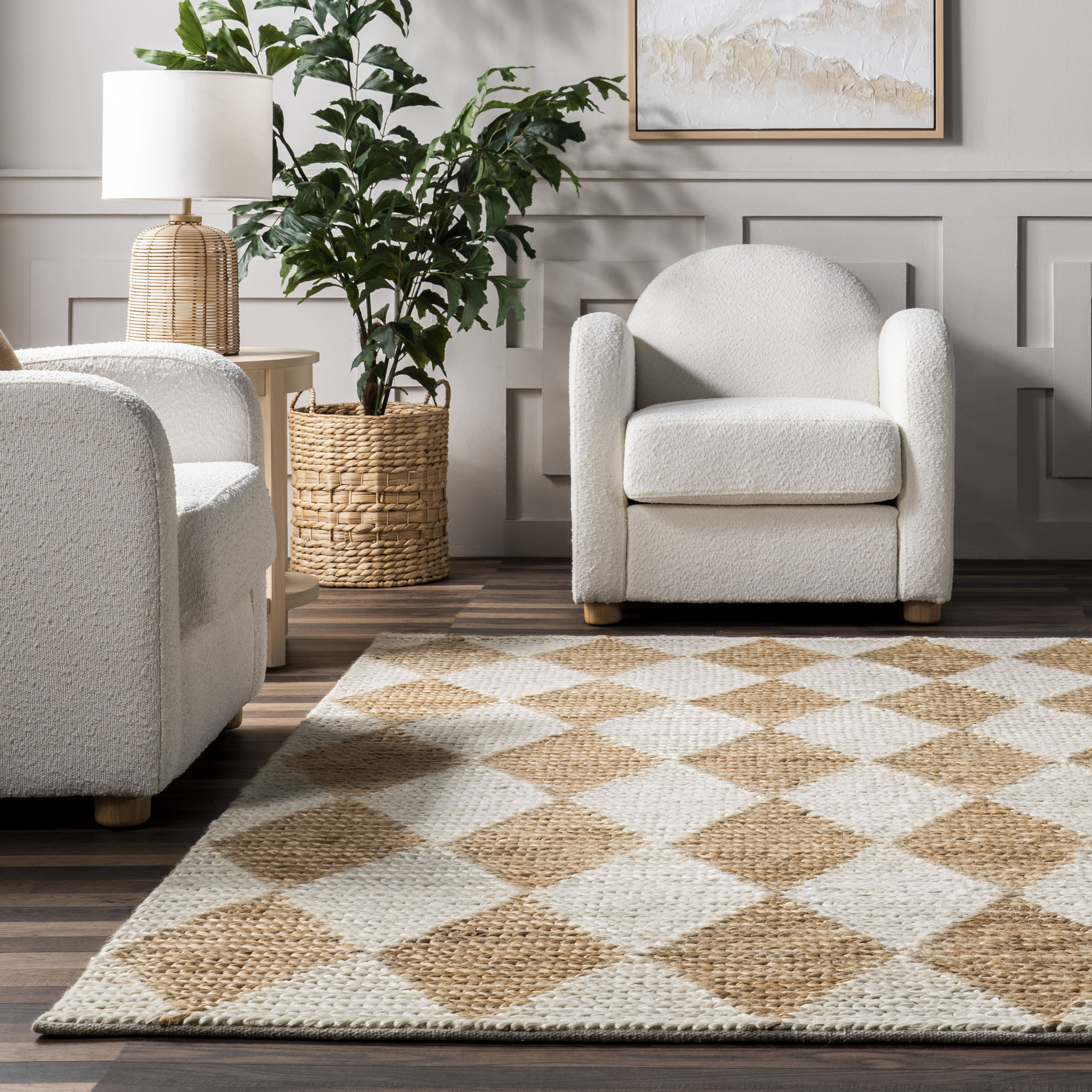 Deja Diamond Jute Trellis Rug | Natural - Image 4