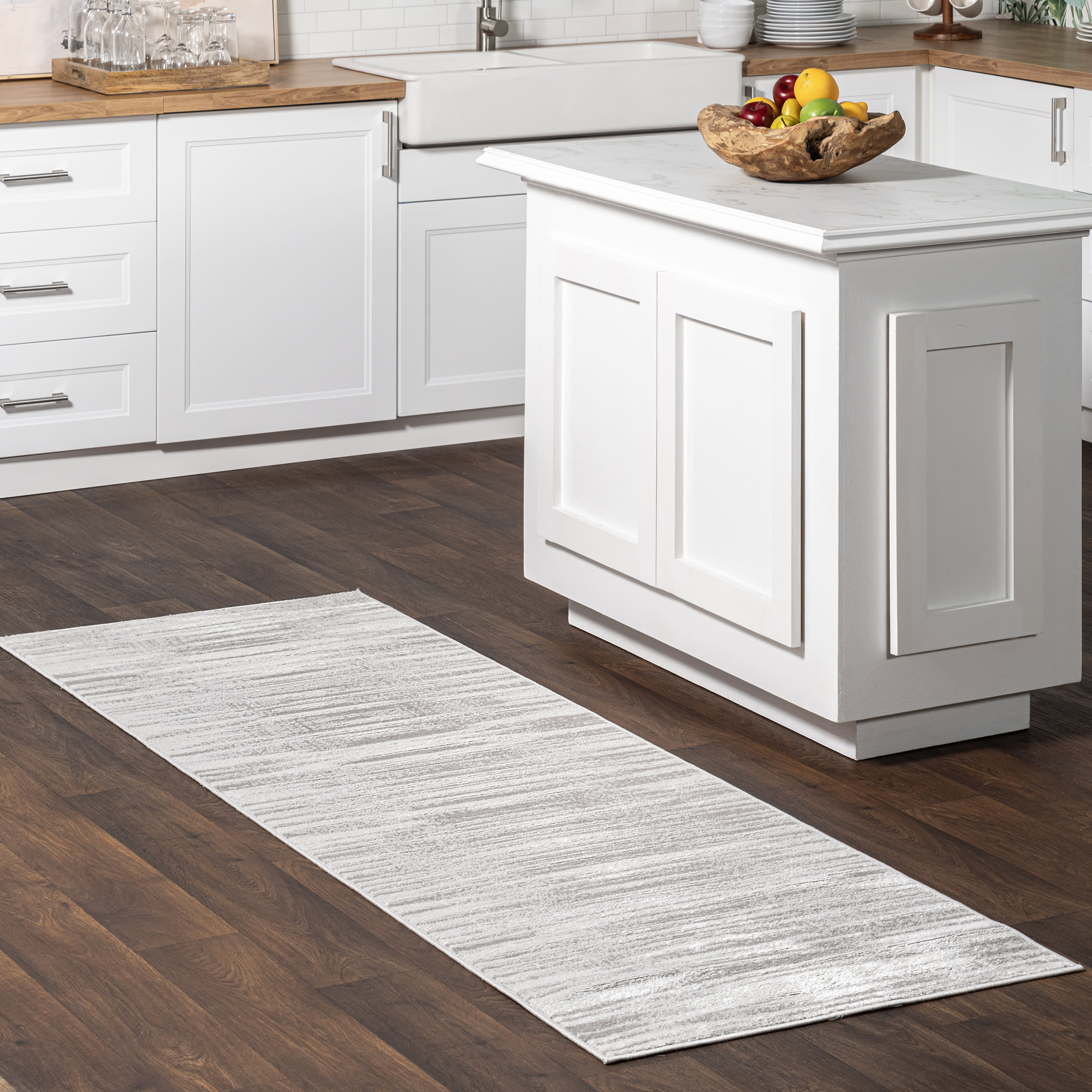 Delaney Fading Pinstripes Rug | Grey - Image 2