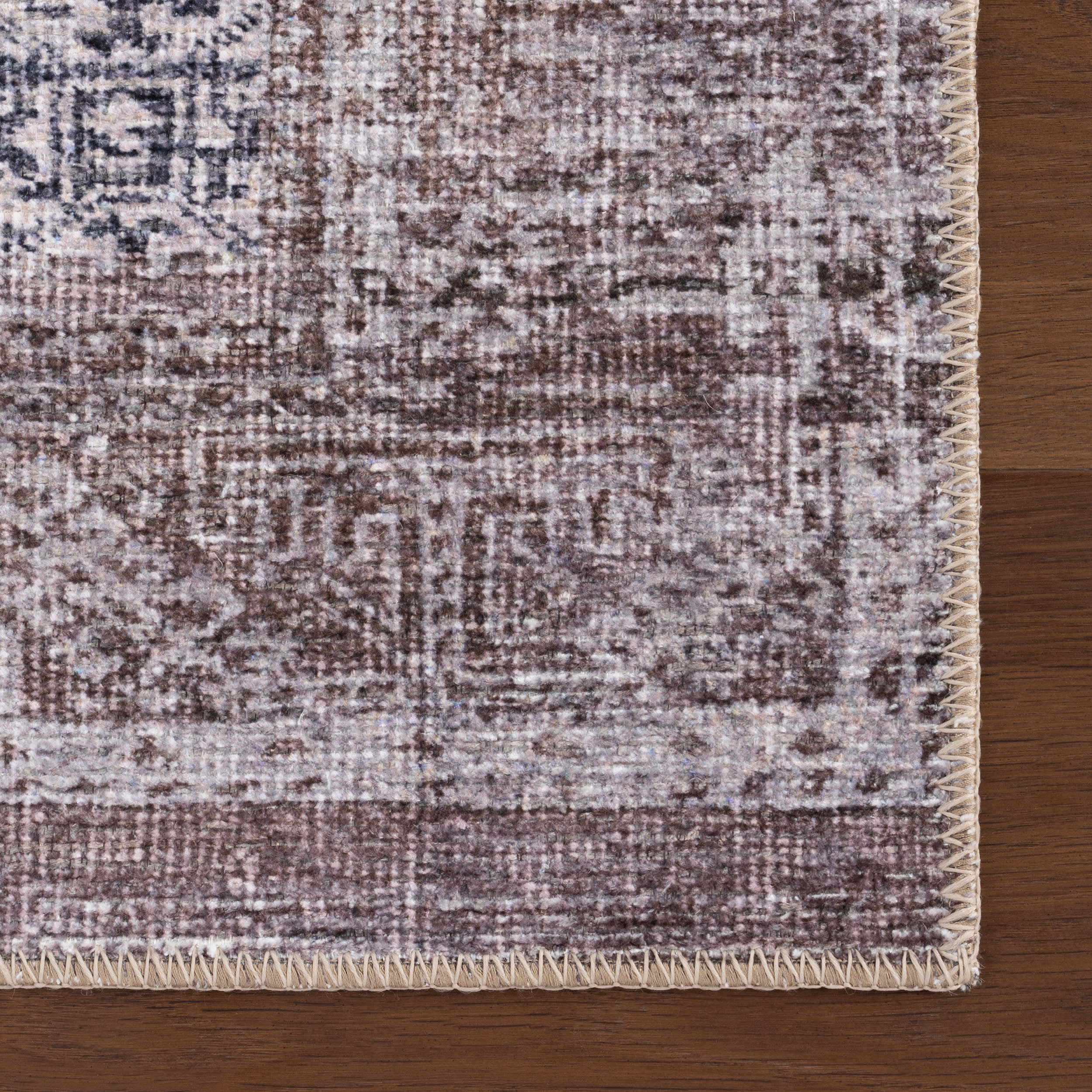 Delph Vintage & Distressed Washable Rug | Brown - Image 4