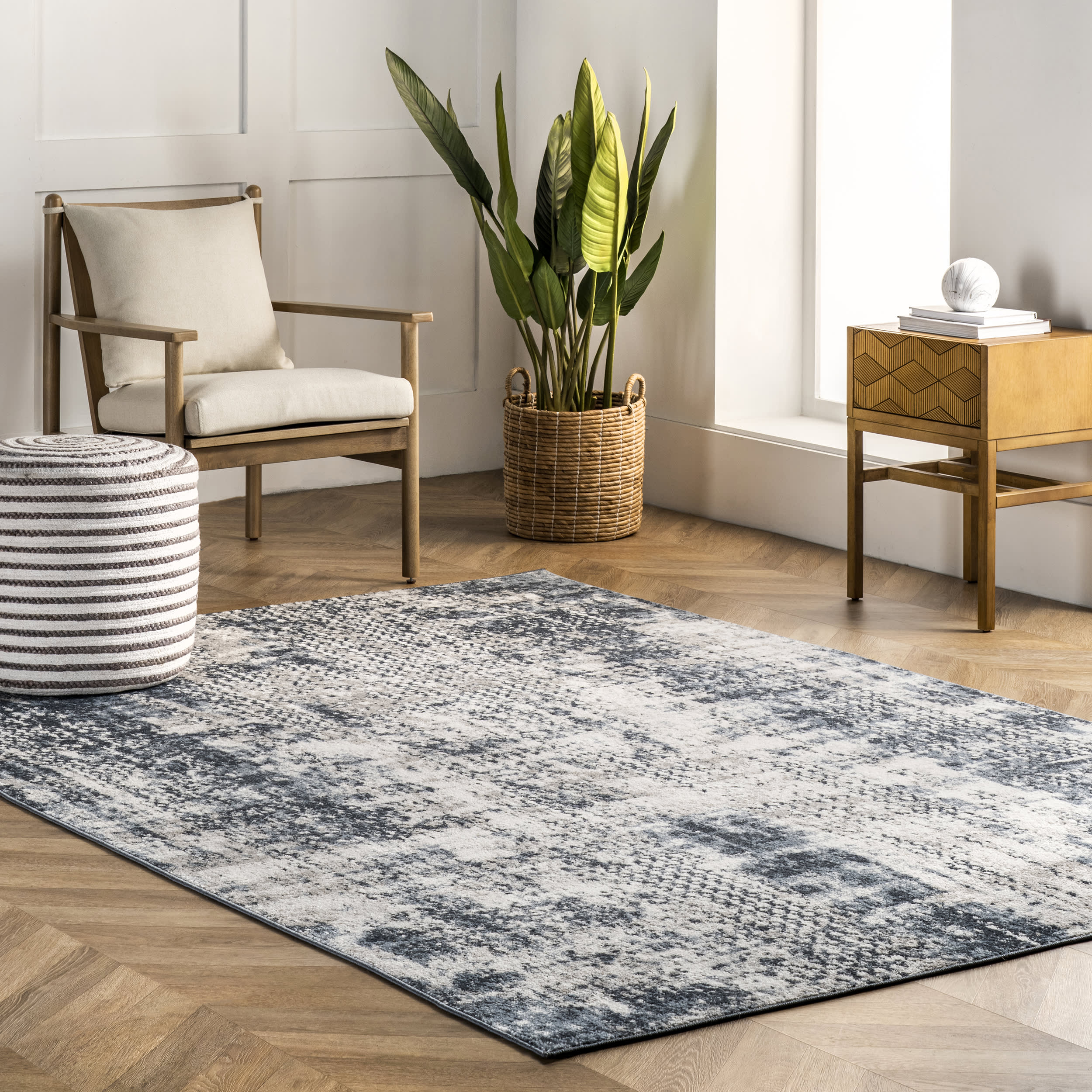 Demi Abstract Striped Rug | Blue - Image 2