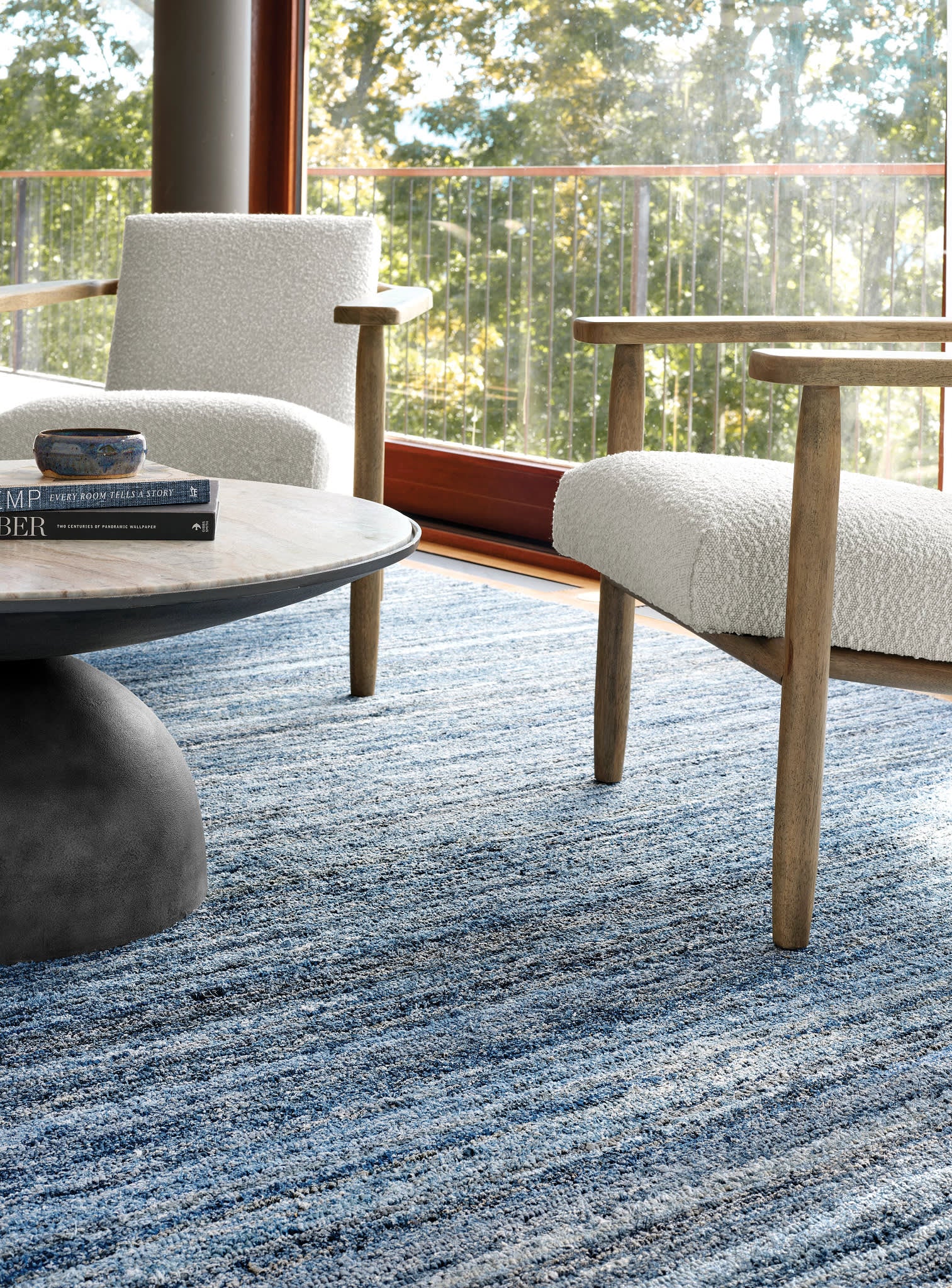 Denim Chindi Hand Hooked Cotton Rug | Blue - Image 2
