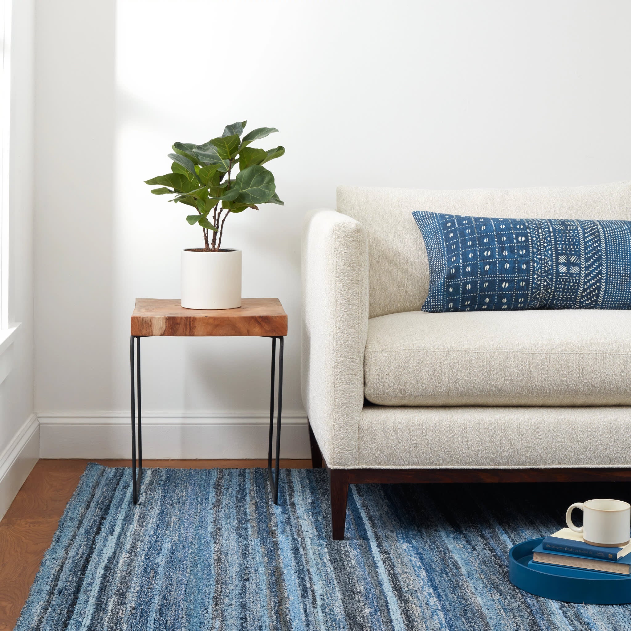 Denim Chindi Hand Hooked Cotton Rug | Blue - Image 3