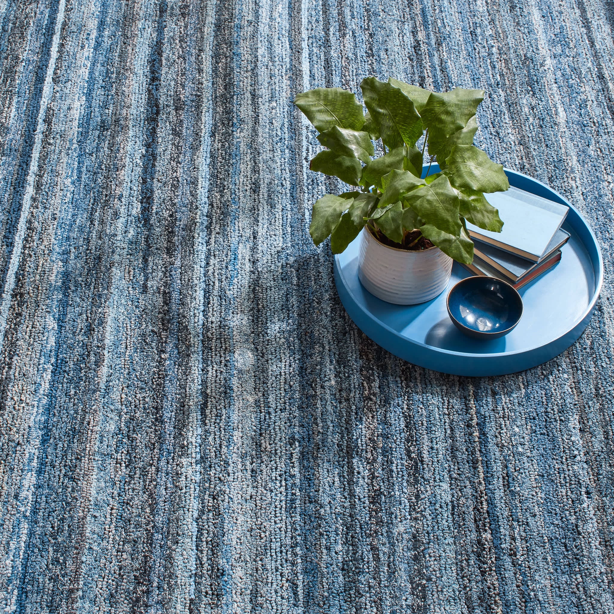 Denim Chindi Hand Hooked Cotton Rug | Blue - Image 4