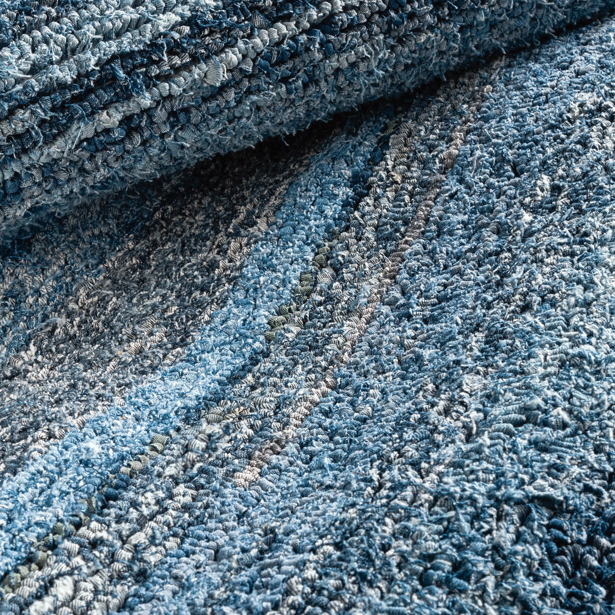 Denim Chindi Hand Hooked Cotton Rug | Blue - Image 5