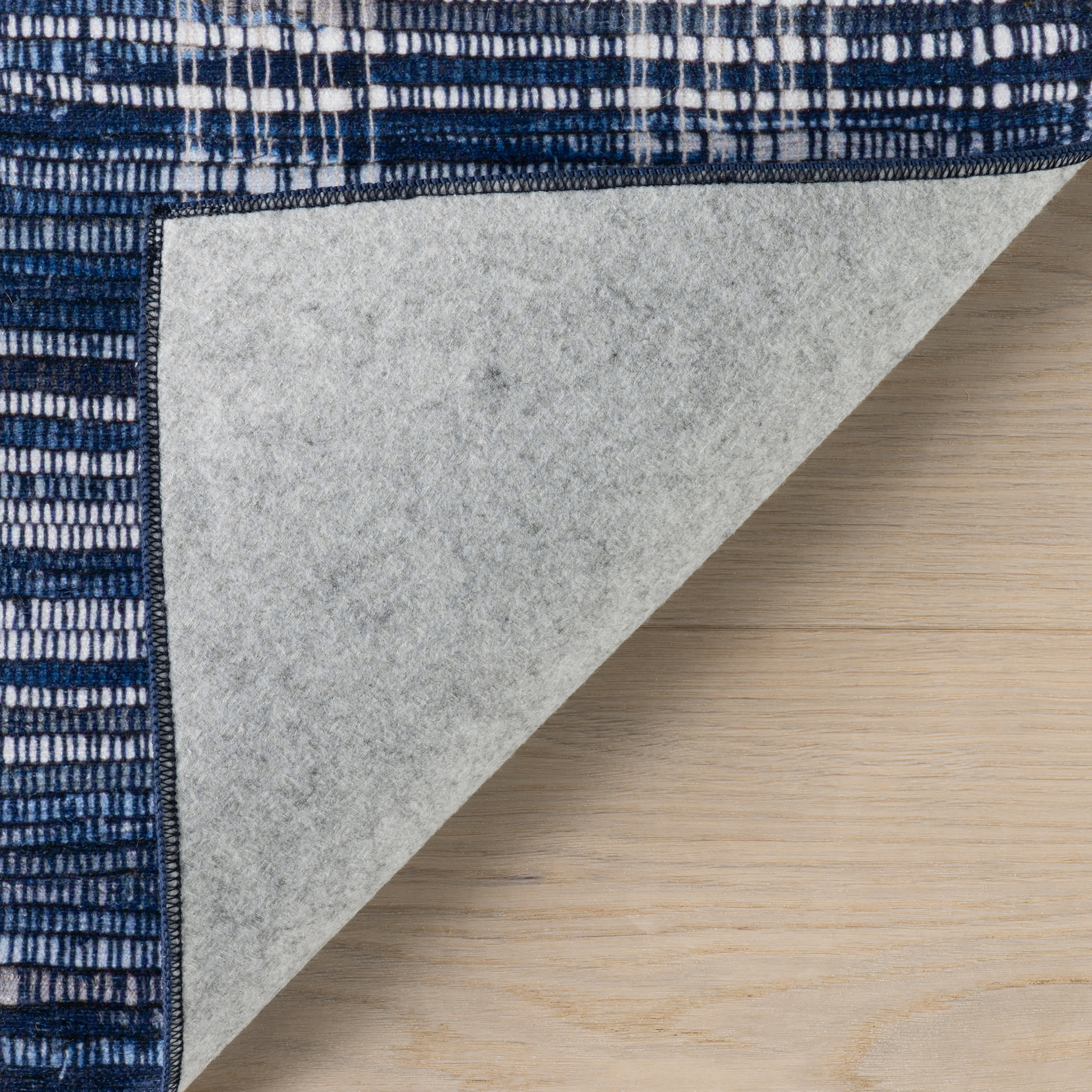 Denim Plaid Machine Washable Rug | Blue - Image 7