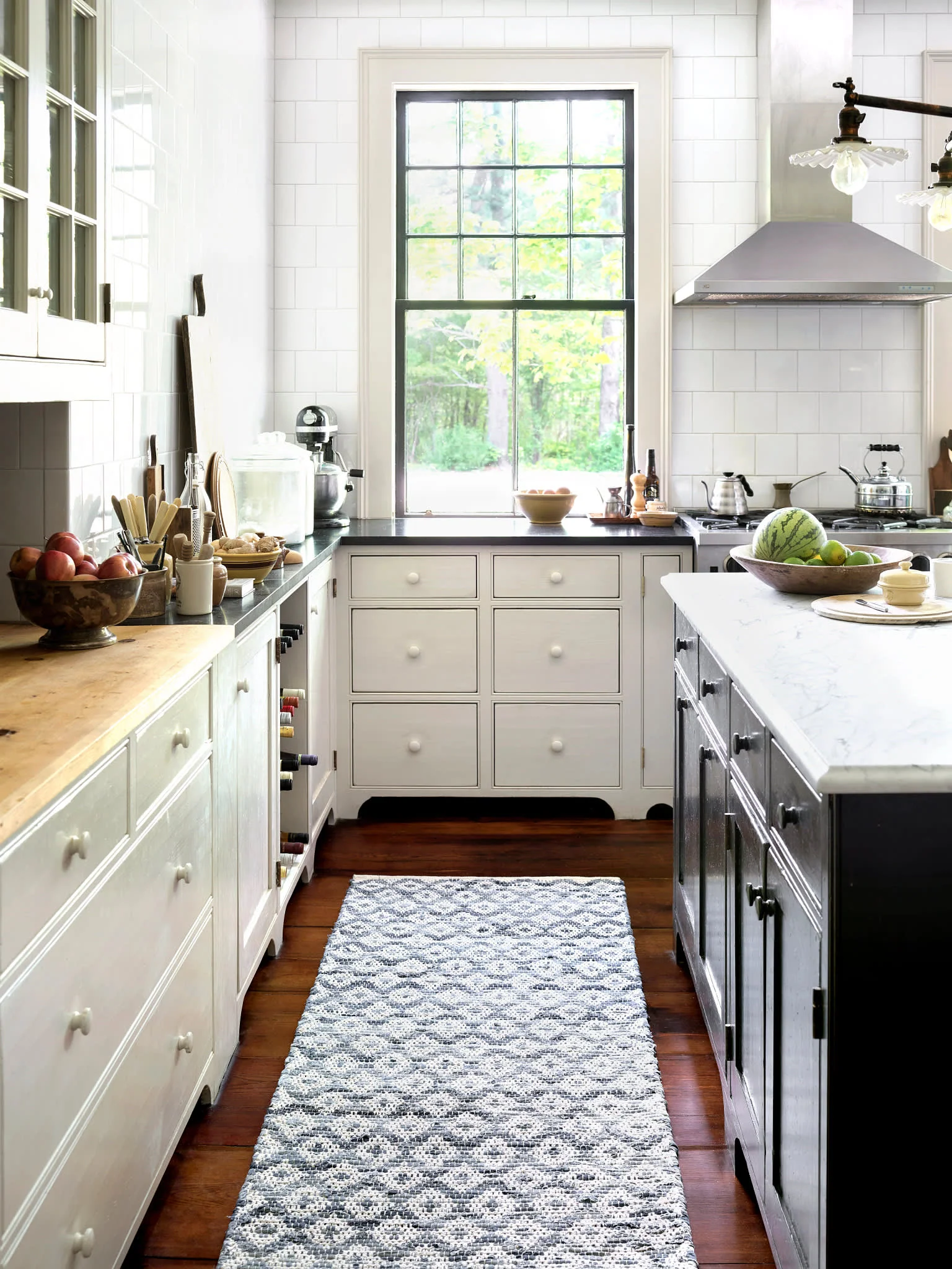 Denim Rag Diamond Handwoven Cotton Rug | Ivory - Image 3