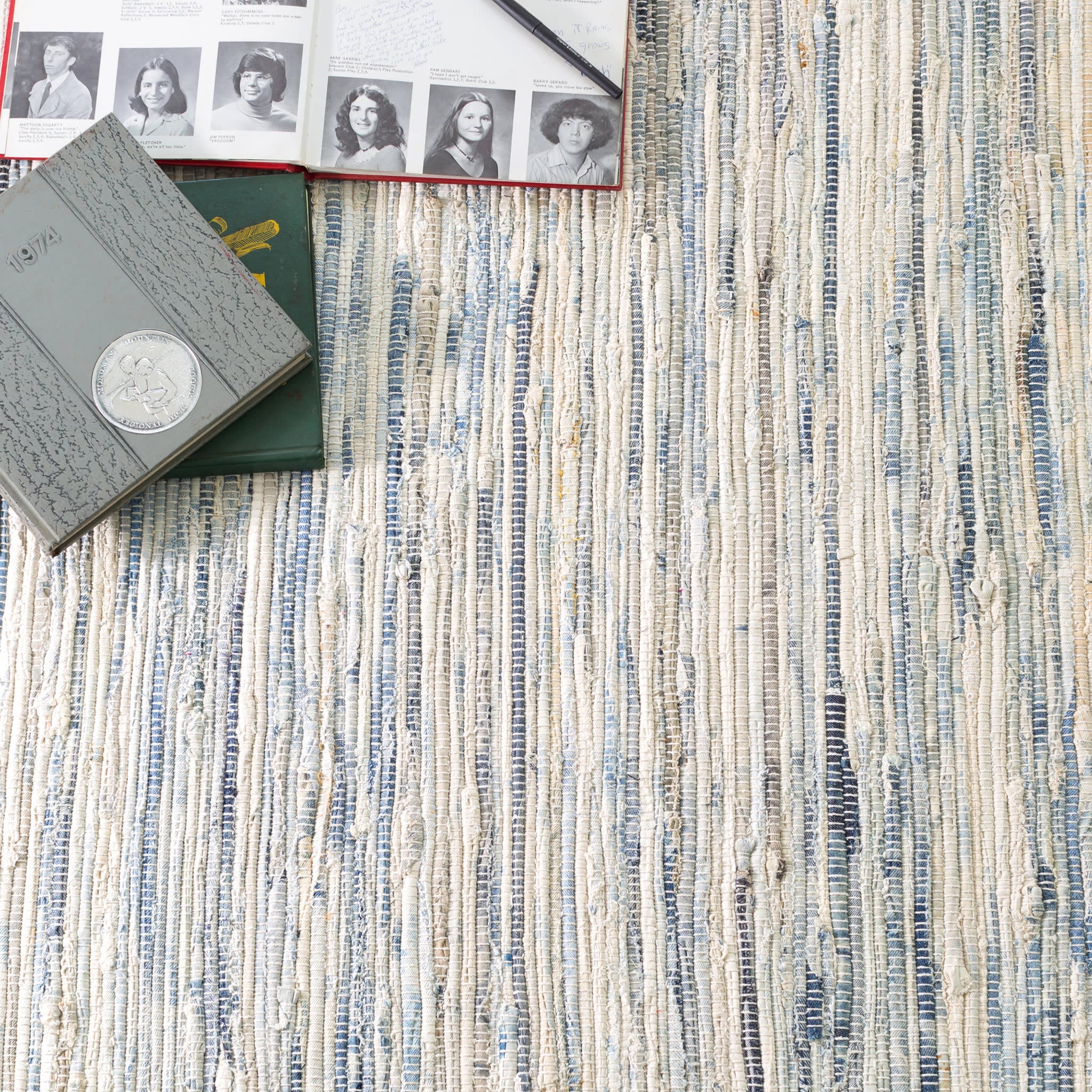 Denim Rag Handwoven Cotton Rug | Blue - Image 3