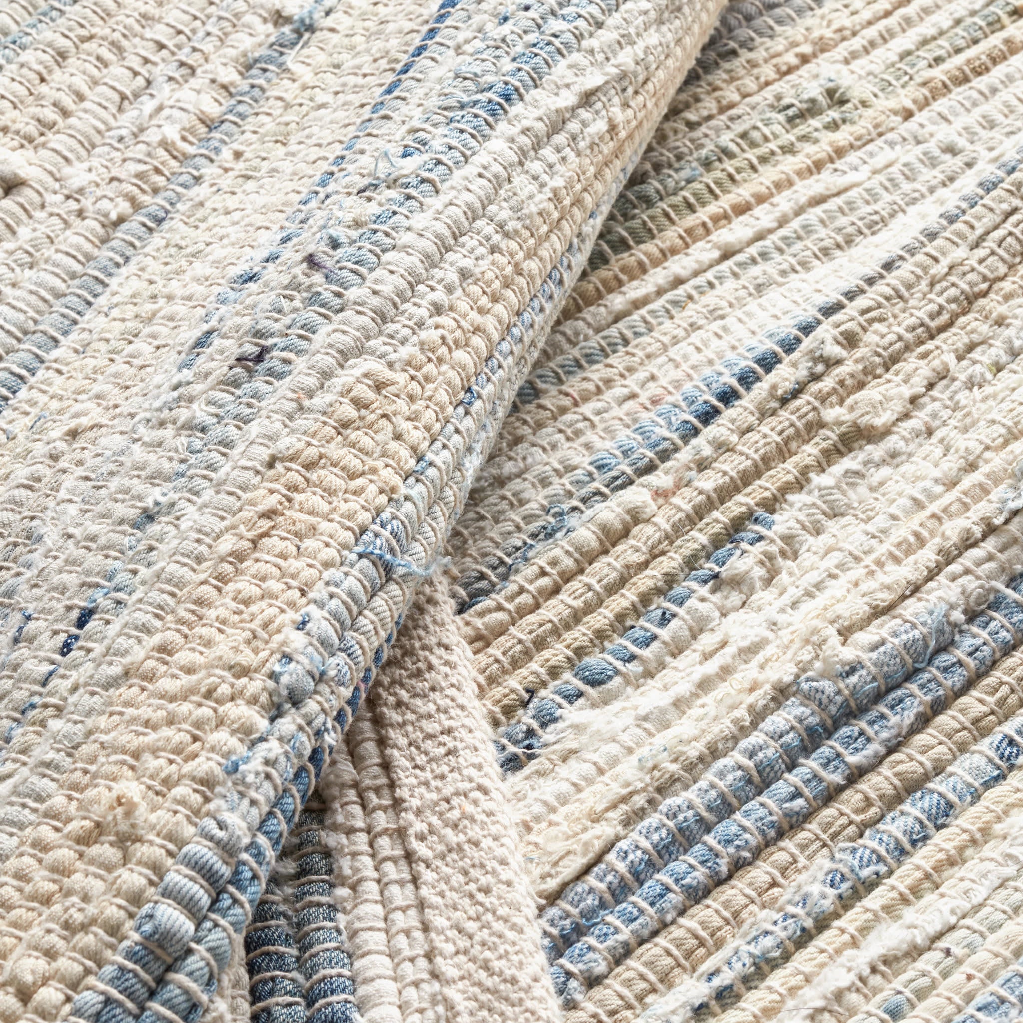 Denim Rag Handwoven Cotton Rug | Blue - Image 4
