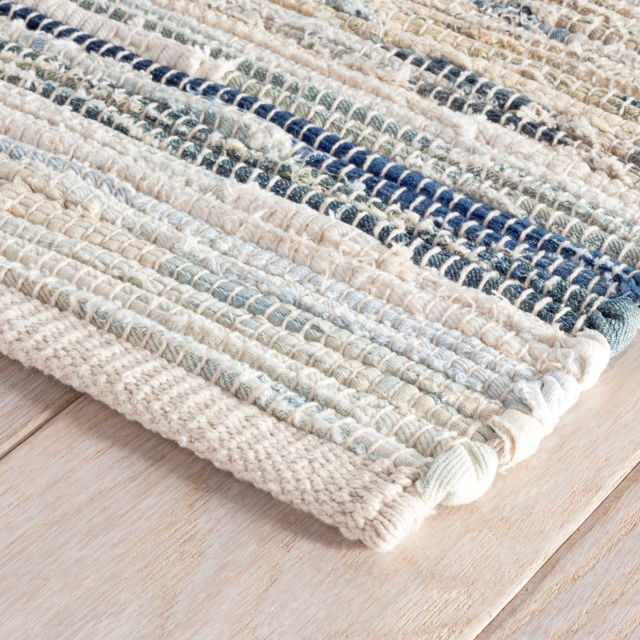Denim Rag Handwoven Cotton Rug | Blue - Image 5