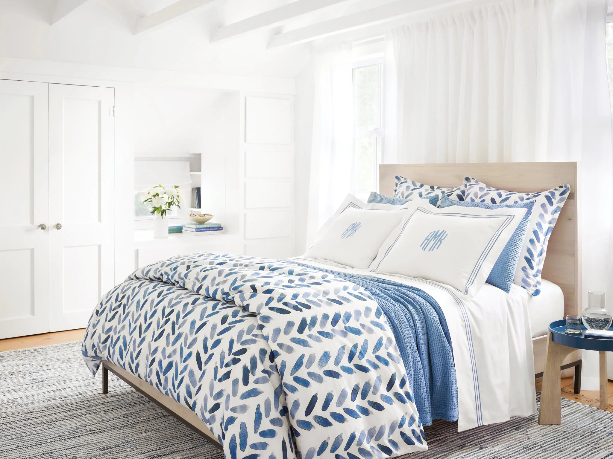 Denim Rag Ribbed Handwoven Cotton Rug | Blue - Image 2