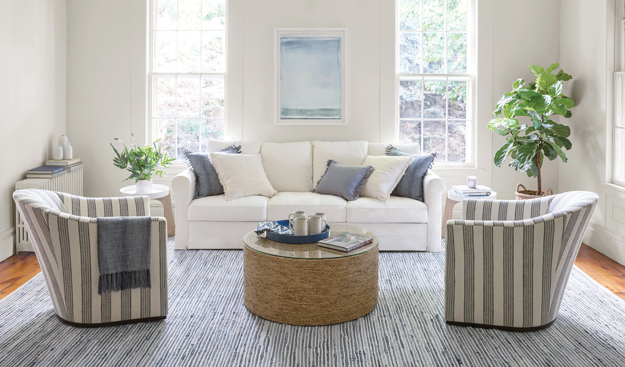 Denim Rag Ribbed Handwoven Cotton Rug | Blue - Image 3