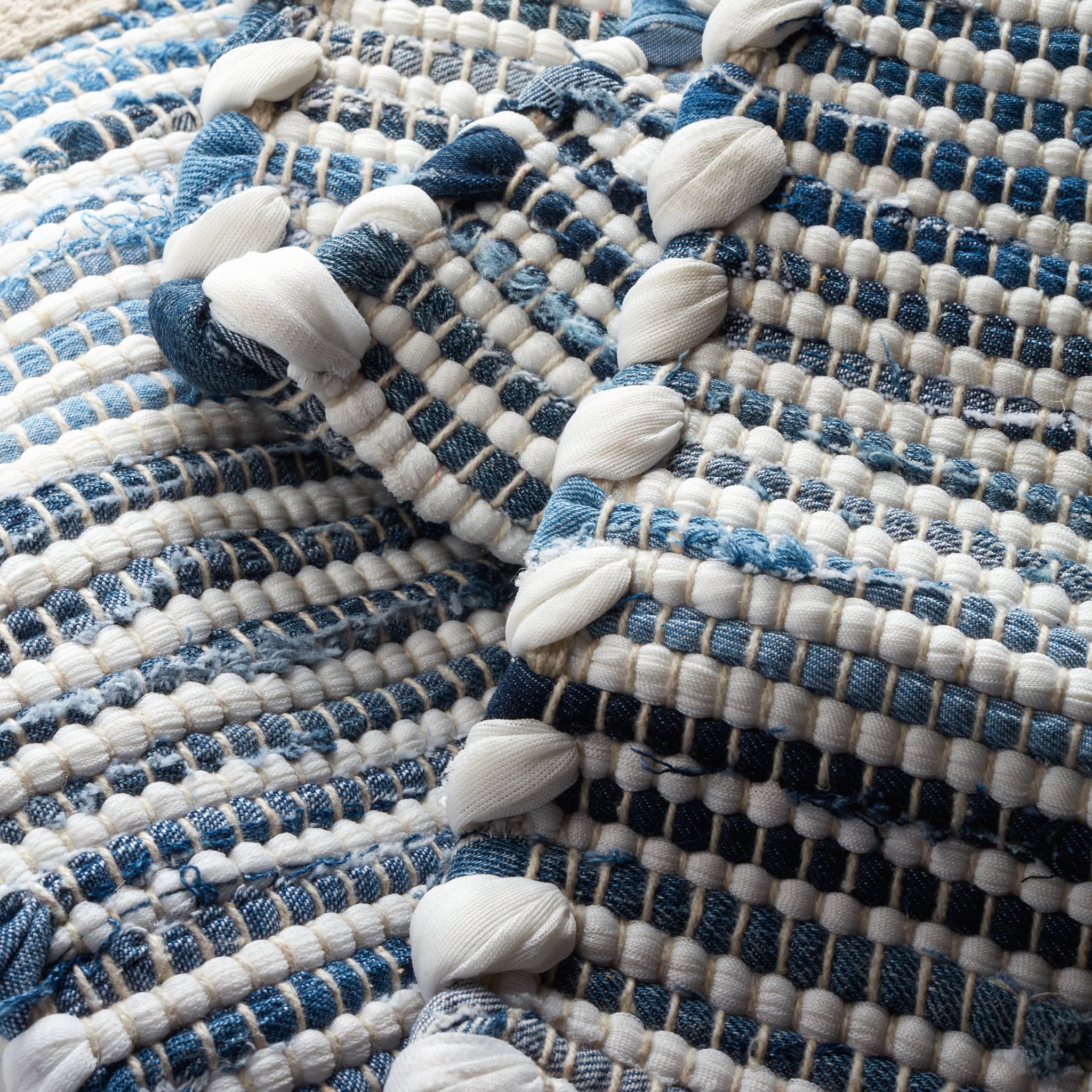 Denim Rag Ribbed Handwoven Cotton Rug | Blue - Image 6