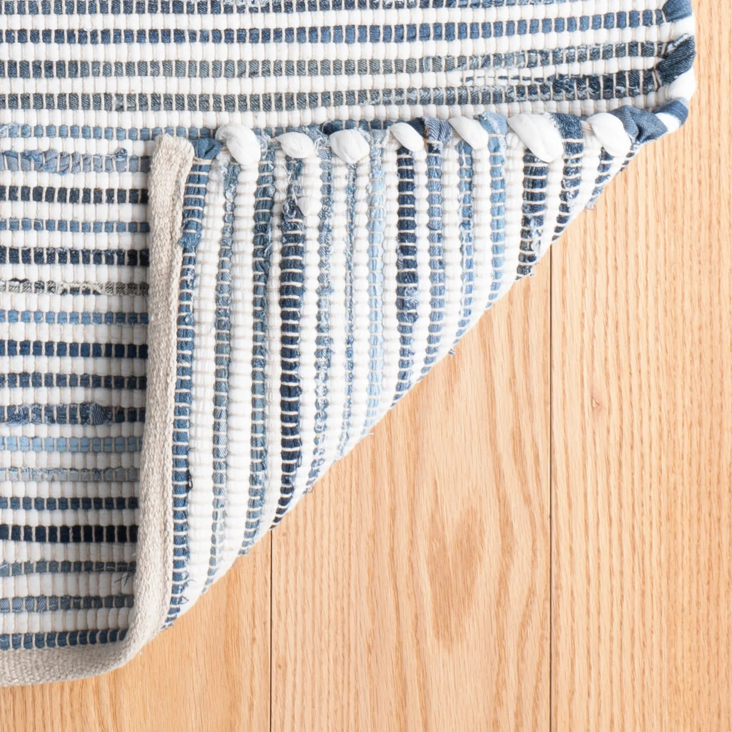 Denim Rag Ribbed Handwoven Cotton Rug | Blue - Image 8