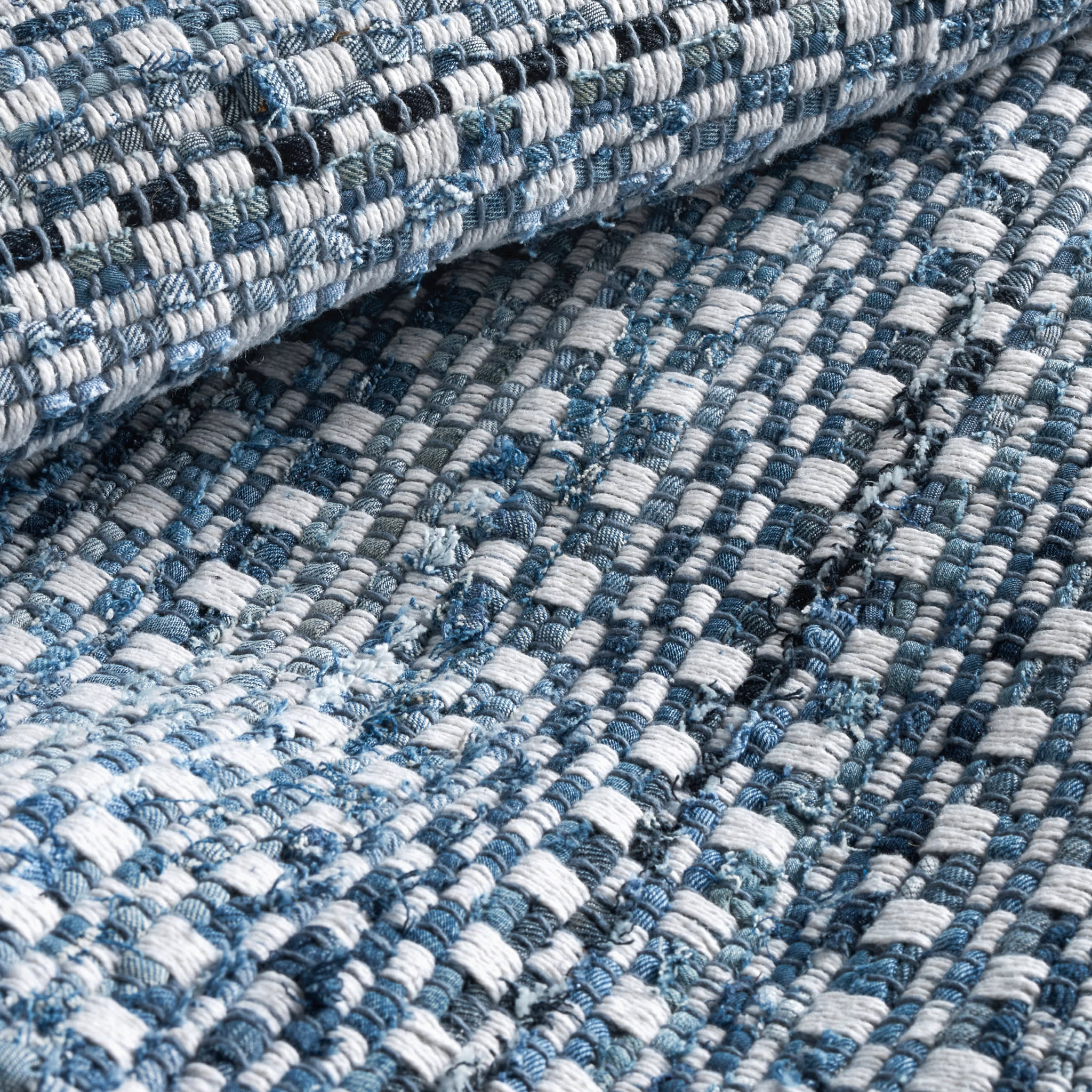 Denim Stone Handwoven Cotton Rug | Blue - Image 5