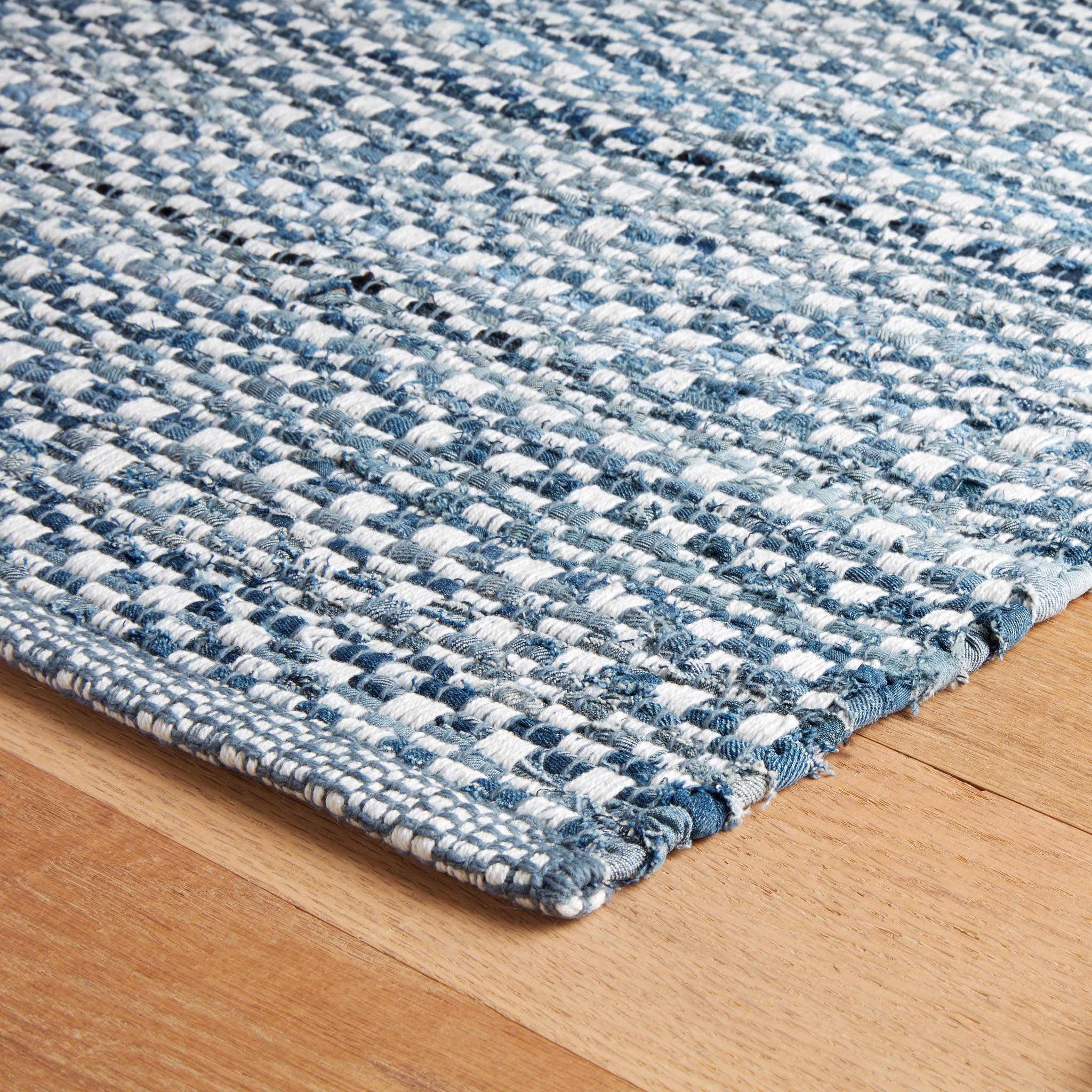 Denim Stone Handwoven Cotton Rug | Blue - Image 7