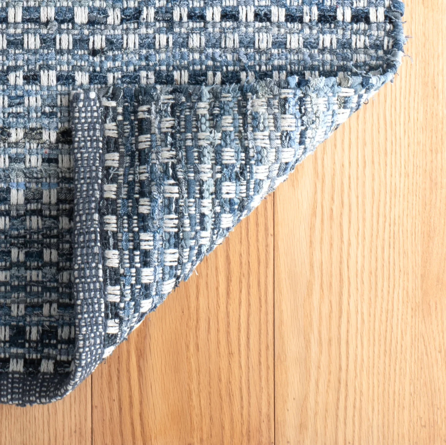 Denim Stone Handwoven Cotton Rug | Blue - Image 8
