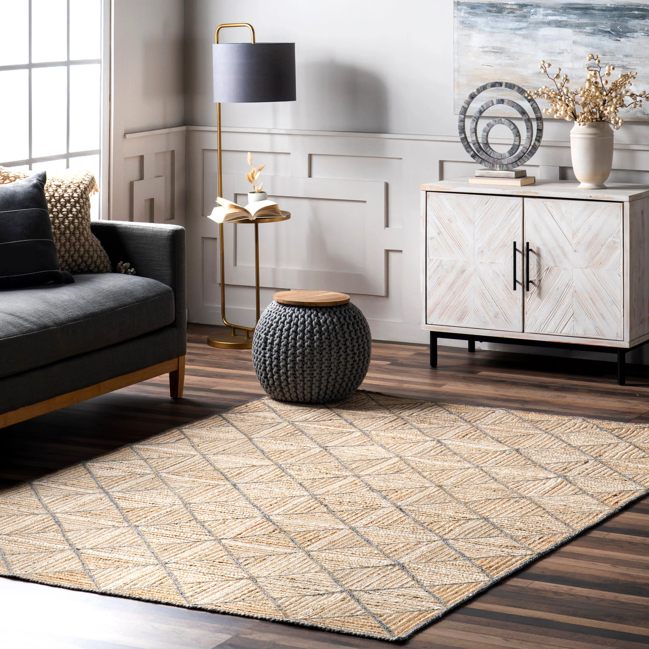 Denys Jute Textured Trellis Rug | Natural - Image 2