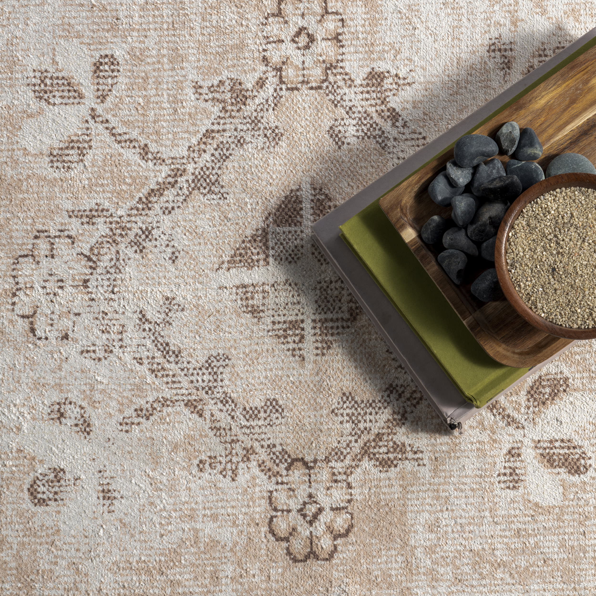 Devi Medallion Washable Rug | Beige - Image 7