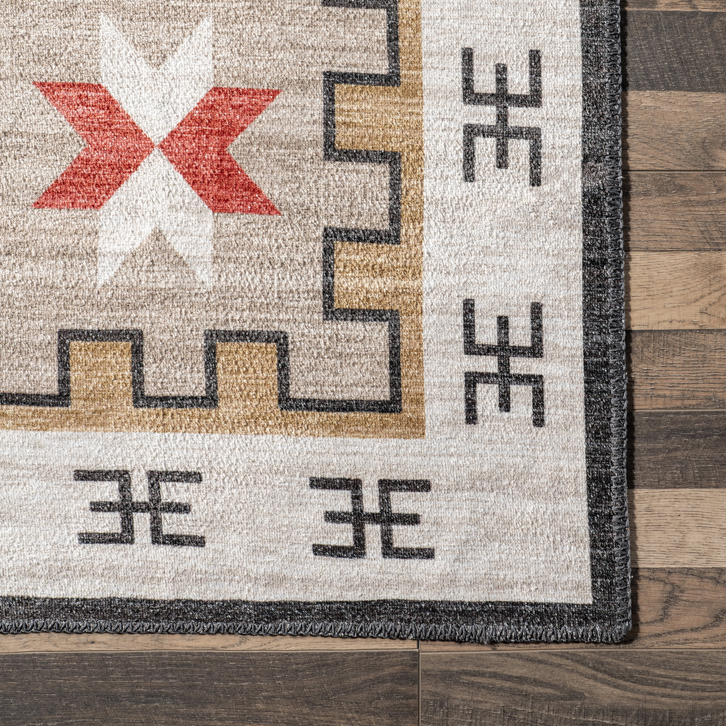 Devon Washable Aztec Rug | Brown - Image 3