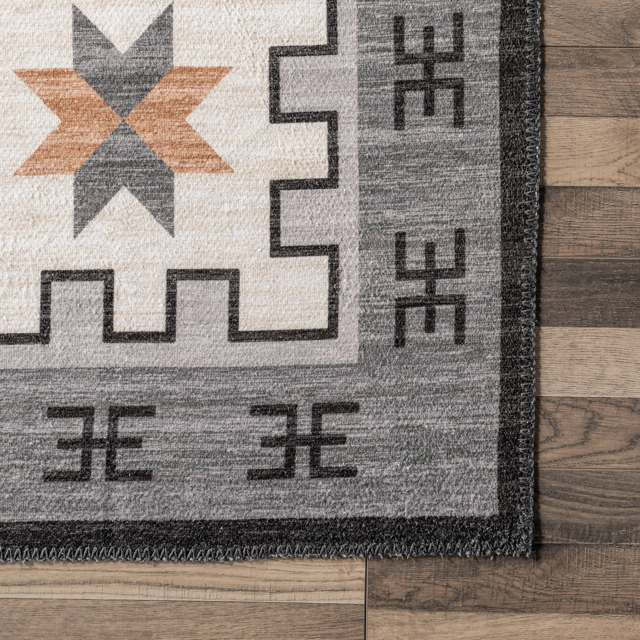 Devon Washable Aztec Rug | Ivory - Image 3