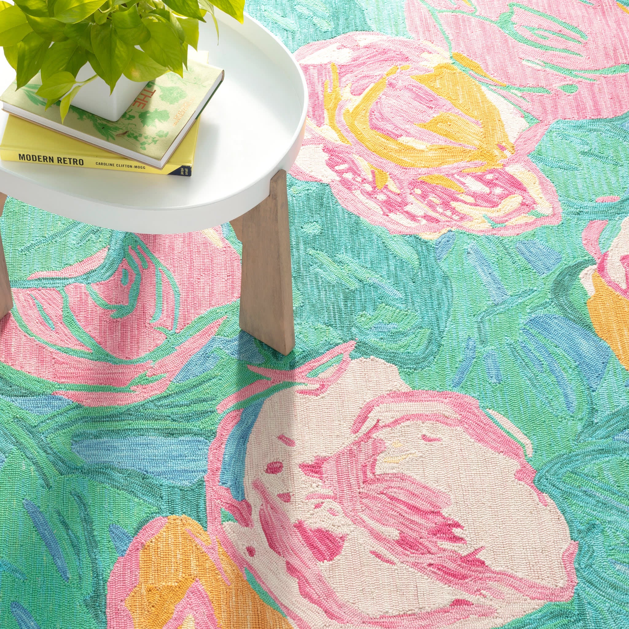 Dew Pond Hand Micro Hooked Cotton Rug | Green - Image 3