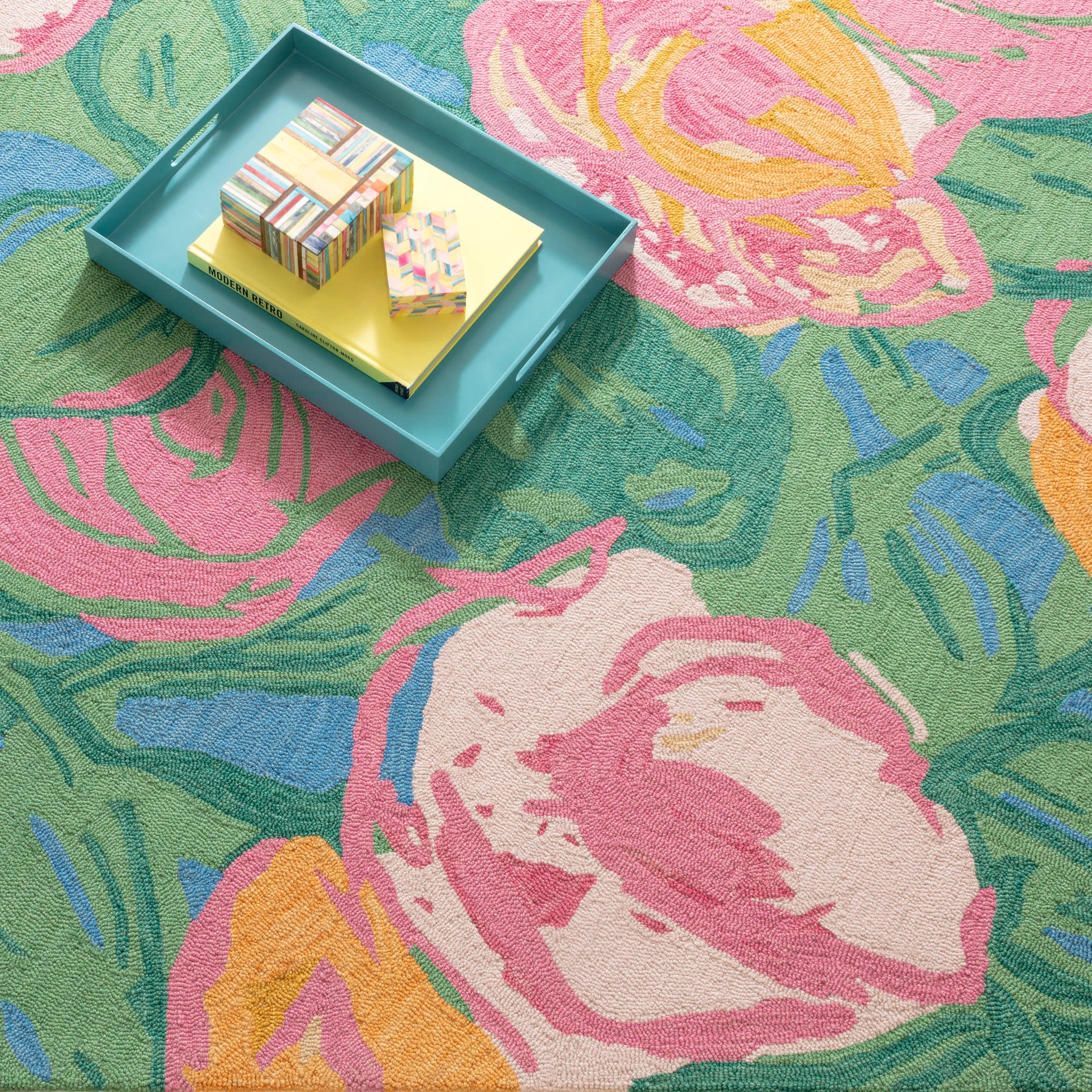 Dew Pond Hand Micro Hooked Wool Rug | Green - Image 3