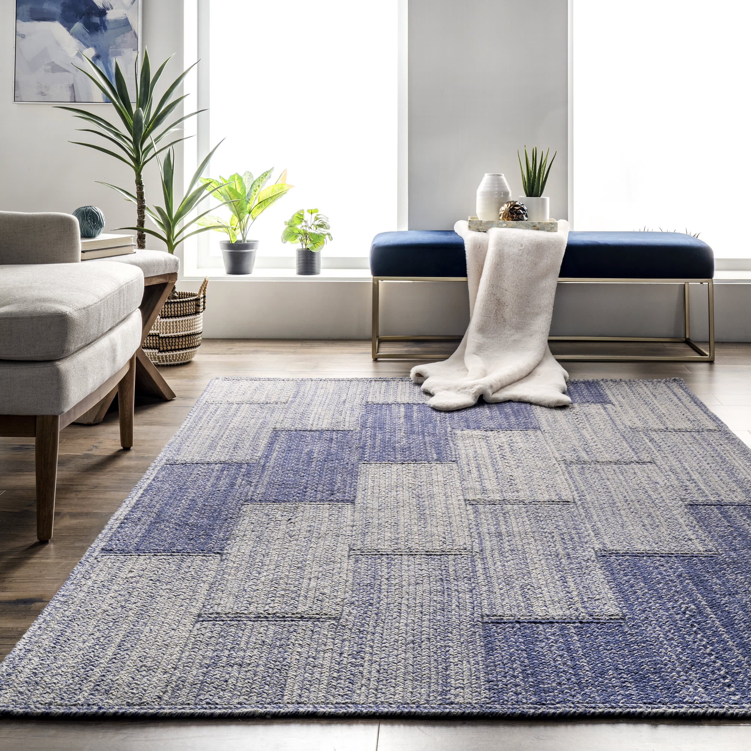 Dezzy Wool Ladder Rug | Blue - Image 4