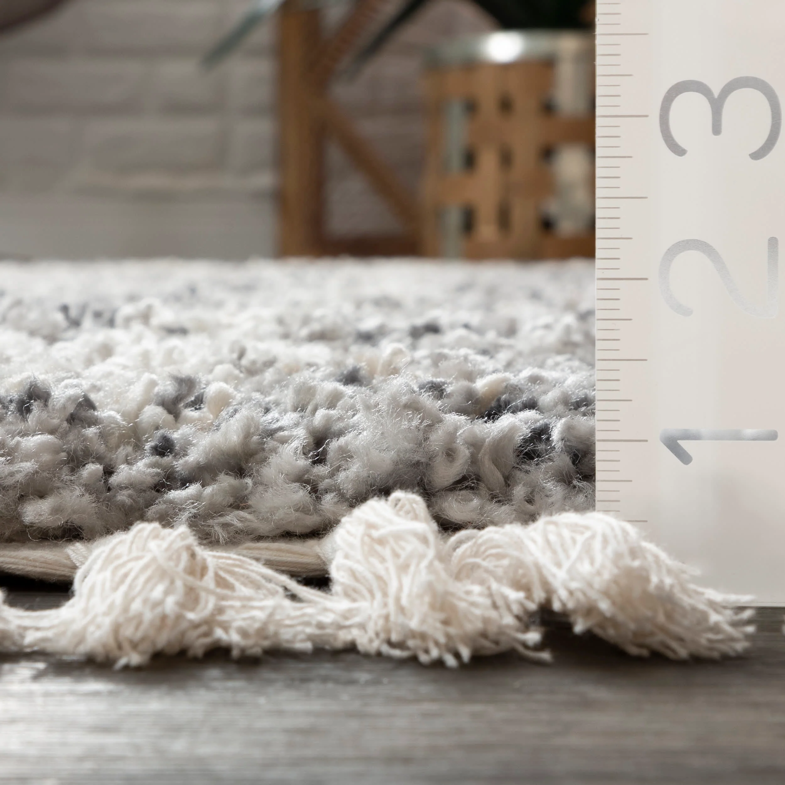 Diamond Band Tassel Rug | Grey - Image 5
