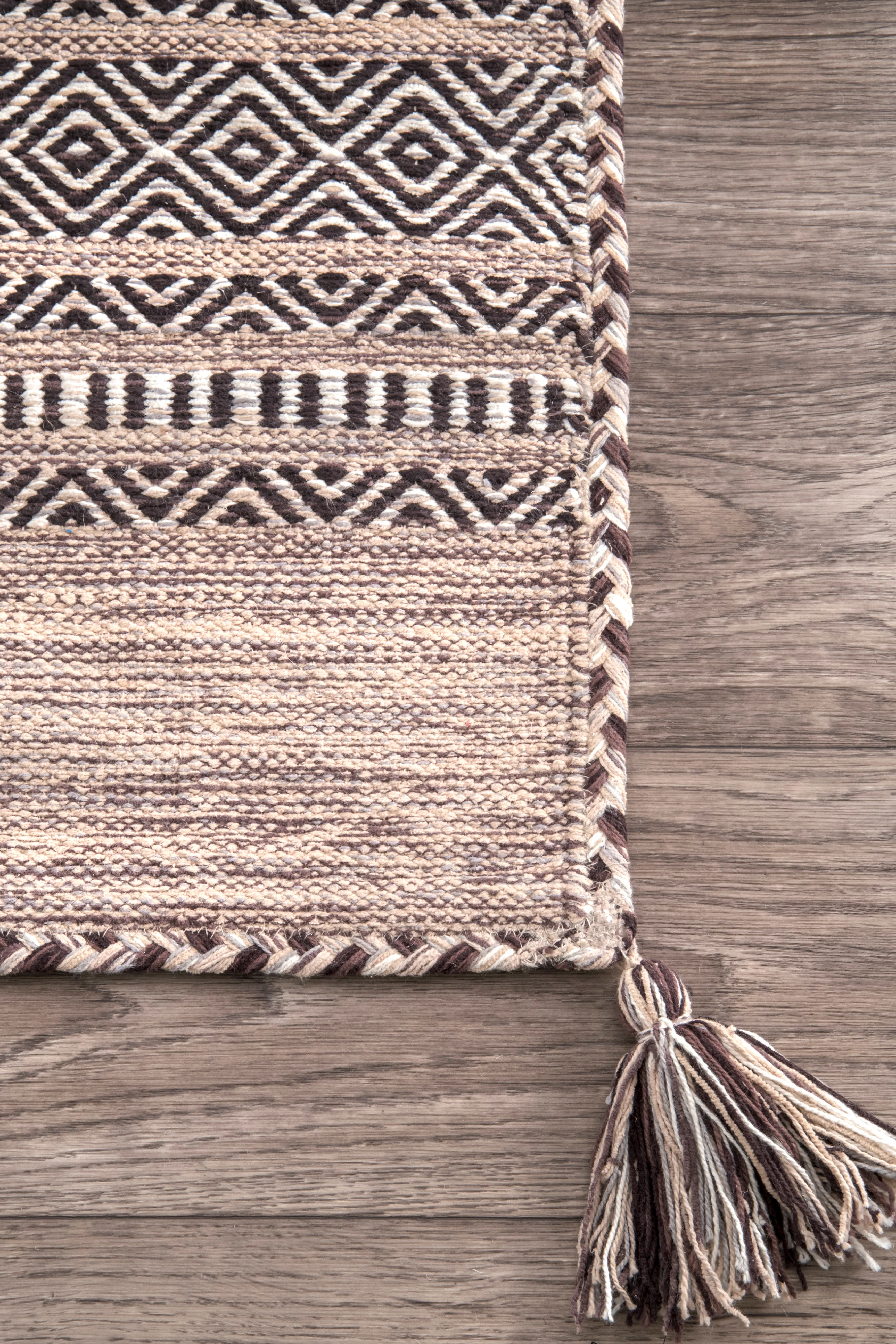 Diamond Banded Rug | Light Beige - Image 3