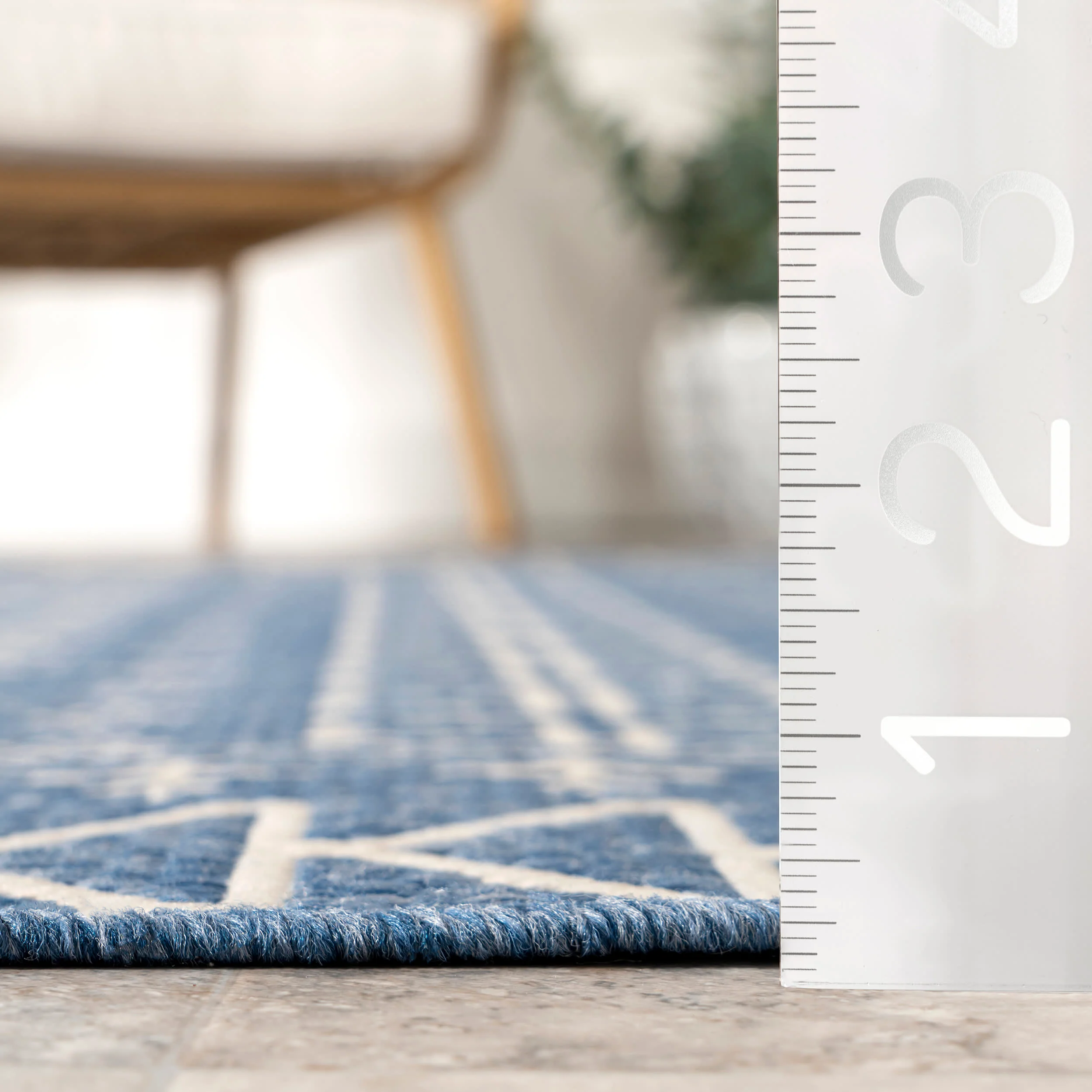 Diamond Bordered Indoor/Outdoor Rug | Blue - Image 5