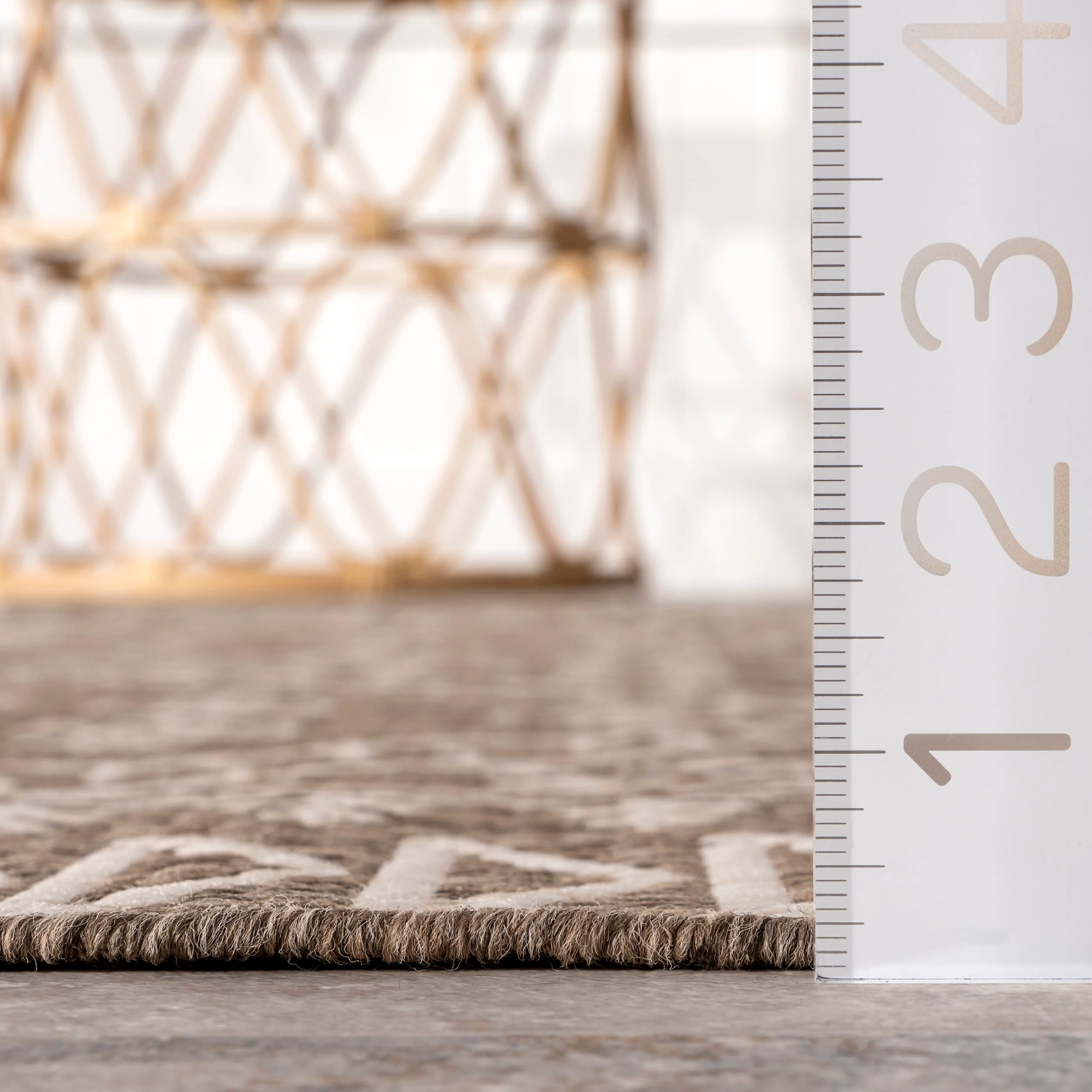 Diamond Bordered Indoor/Outdoor Rug | Taupe - Image 5