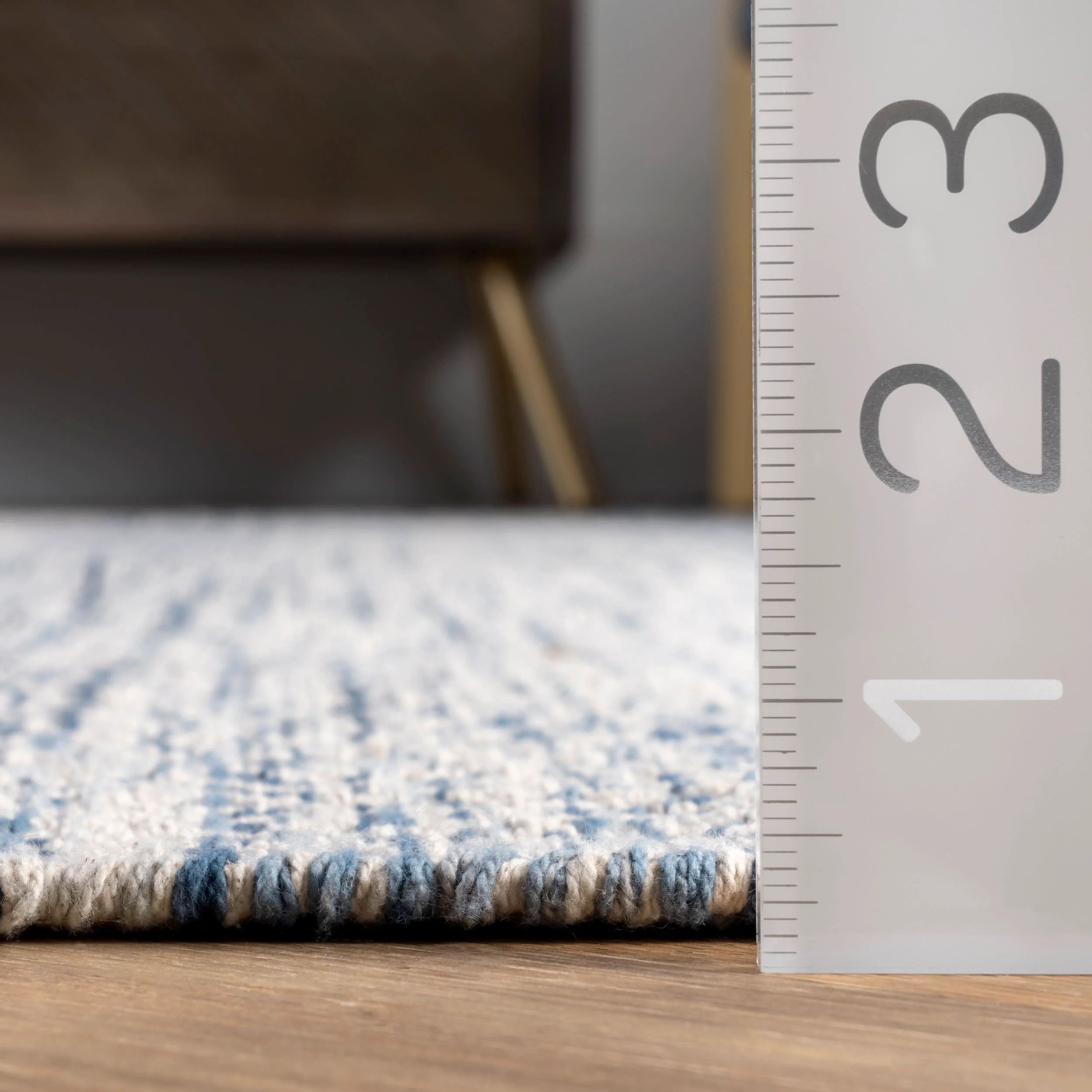 Diamond Chevron Bands Tasseled Rug | Blue - Image 5