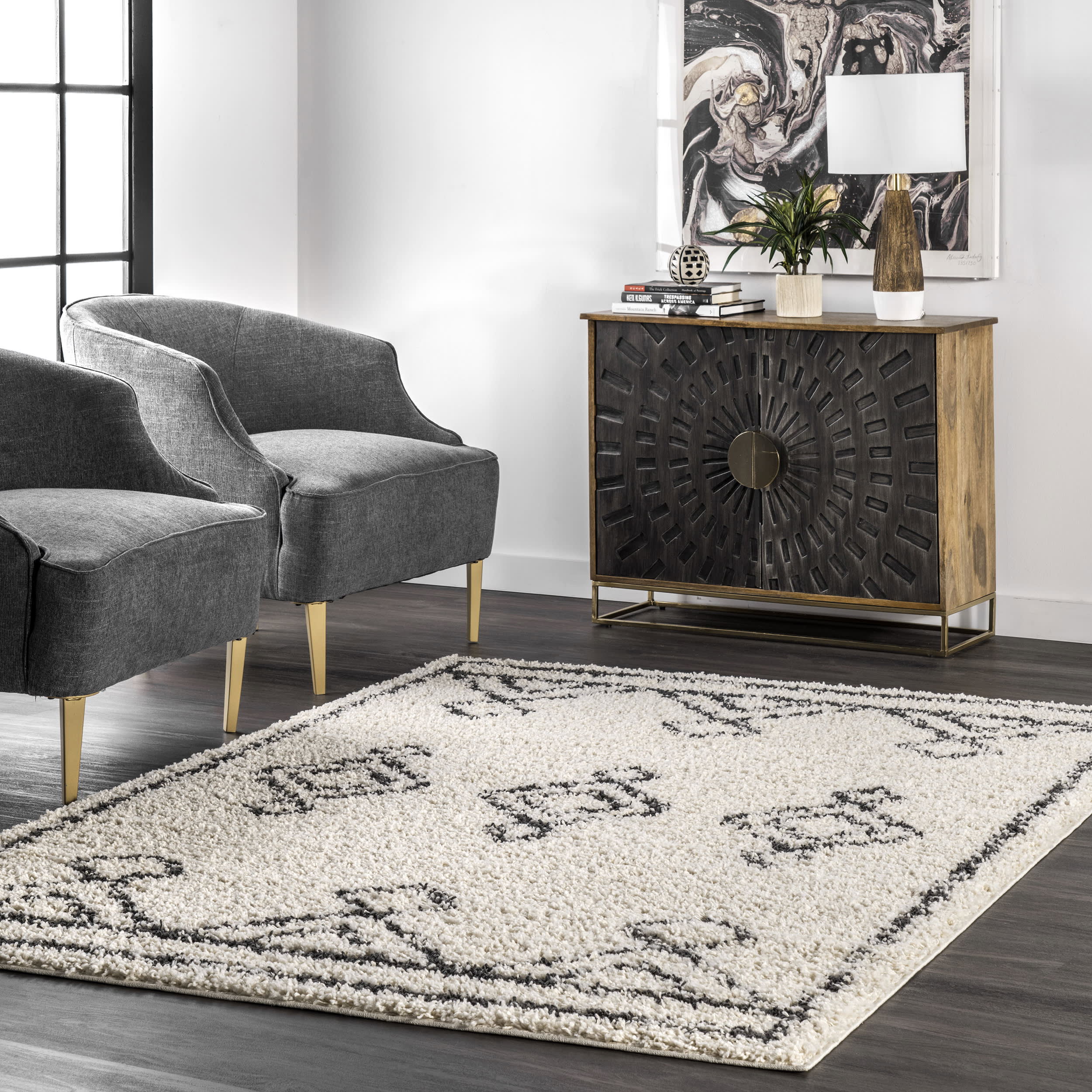 Diamond Drop Moroccan Rug | Off White - Image 2