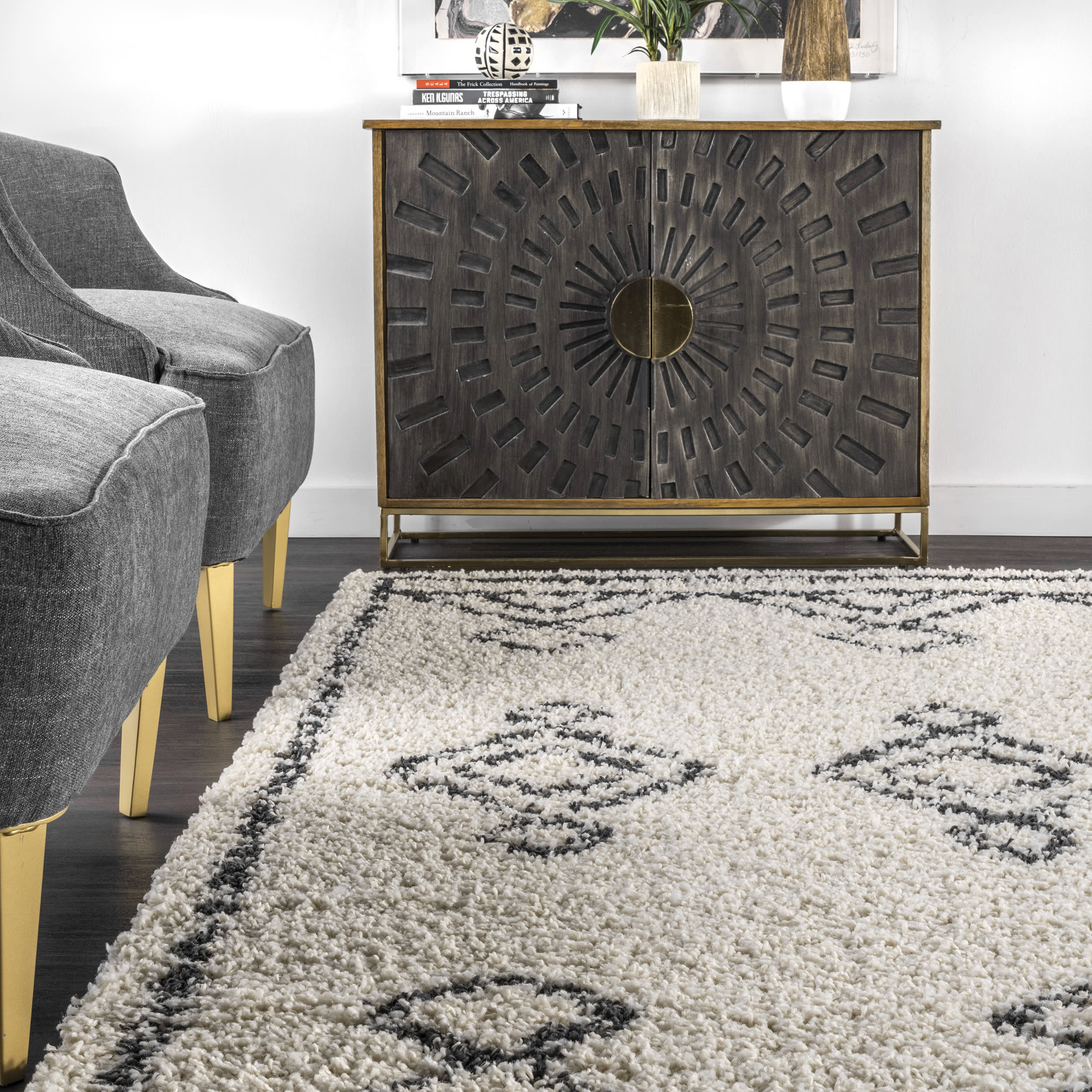 Diamond Drop Moroccan Rug | Off White - Image 4