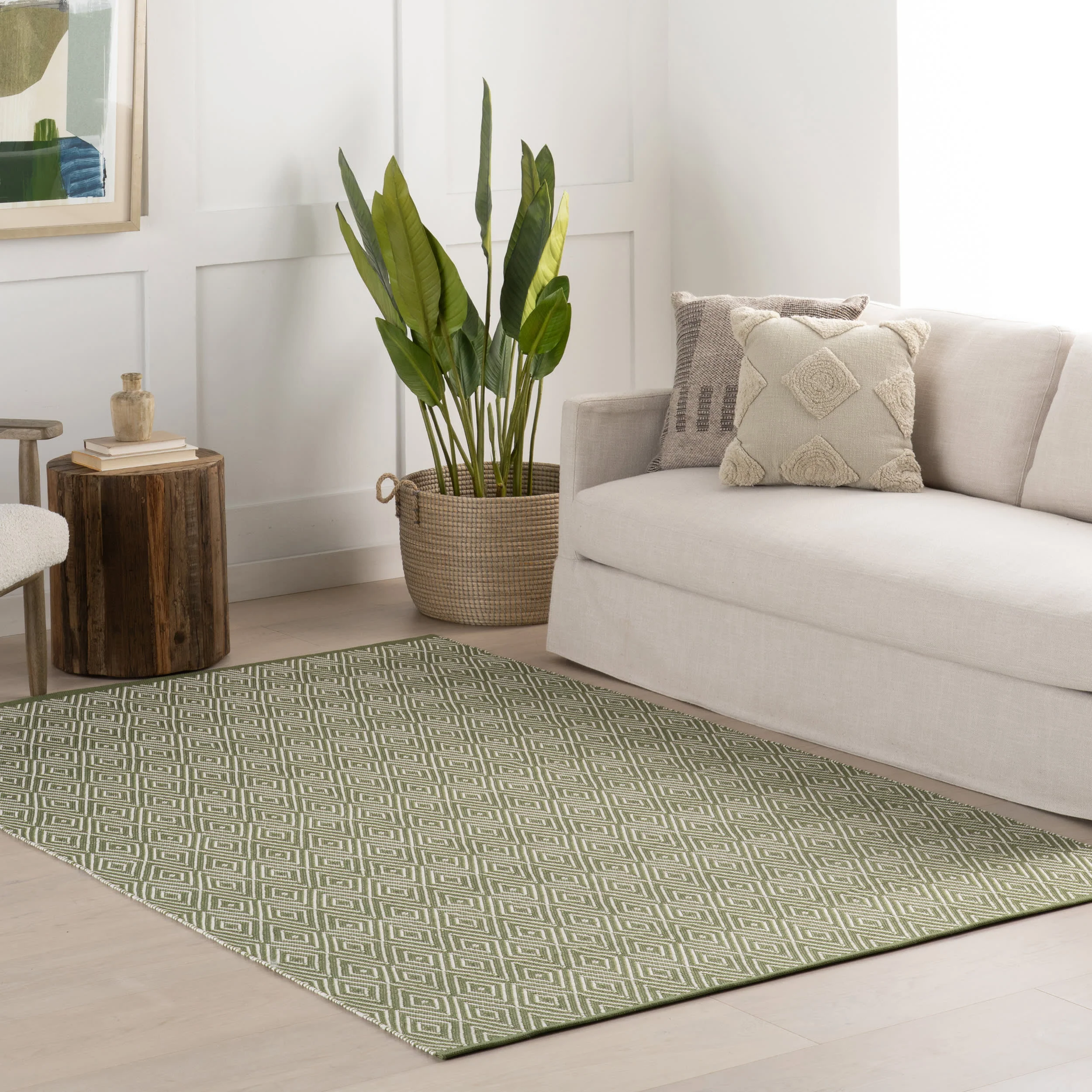 Diamond Handwoven Indoor/Outdoor Rug | Sage - Image 2
