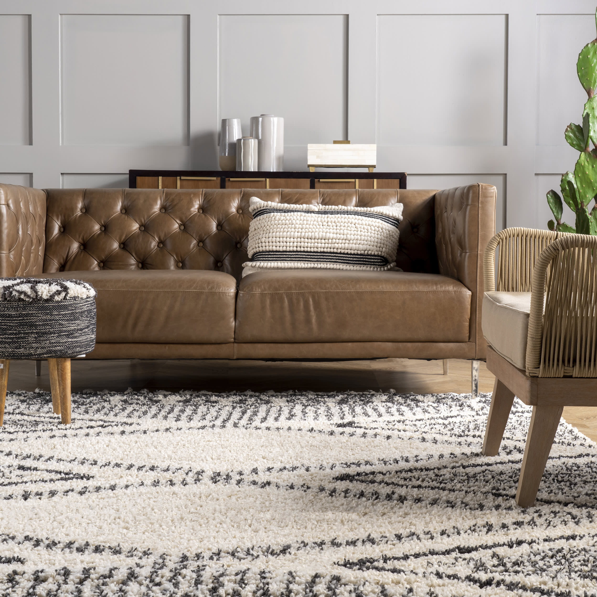 Diamond Lattice Tassel Rug | Off White - Image 4