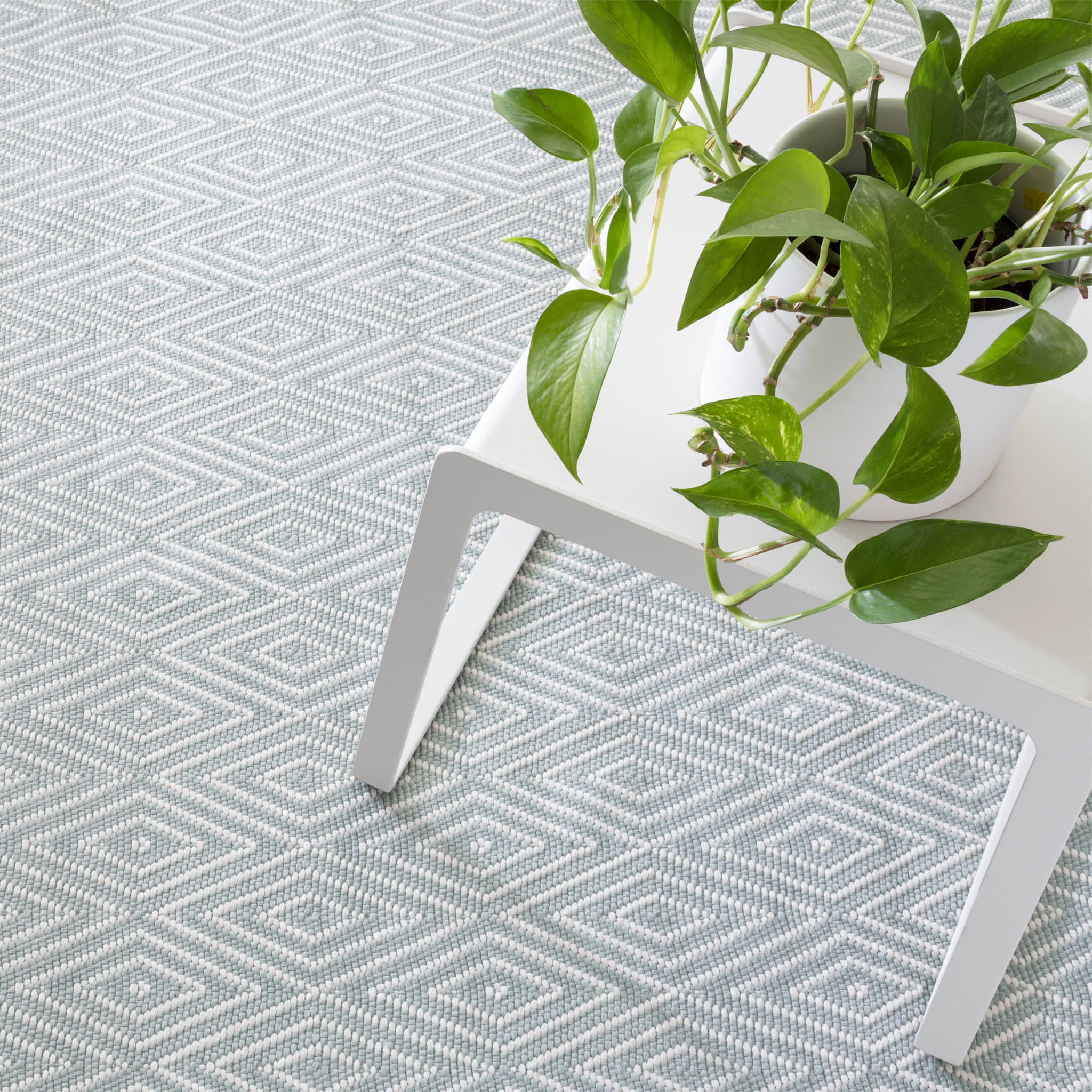 Diamond Handwoven Indoor/Outdoor Rug | Light Blue/Ivory - Image 2