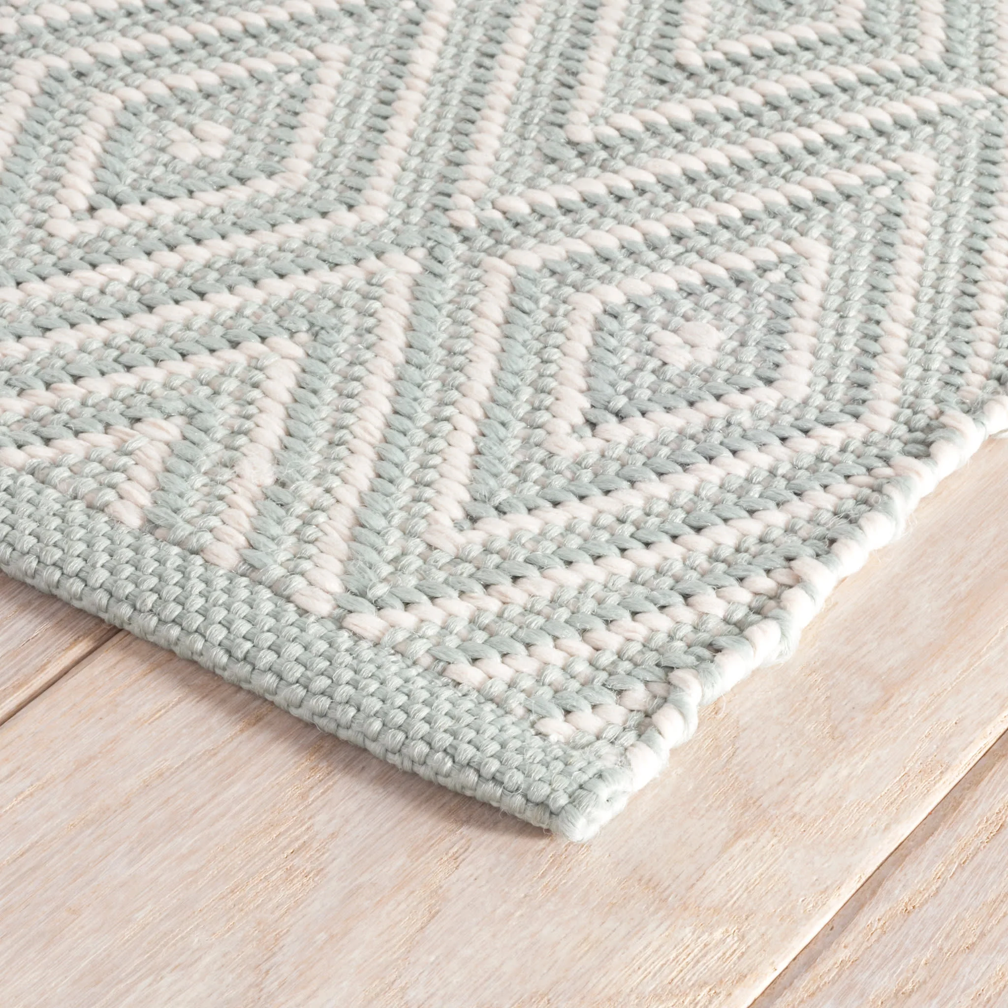 Diamond Handwoven Indoor/Outdoor Rug | Light Blue/Ivory - Image 3