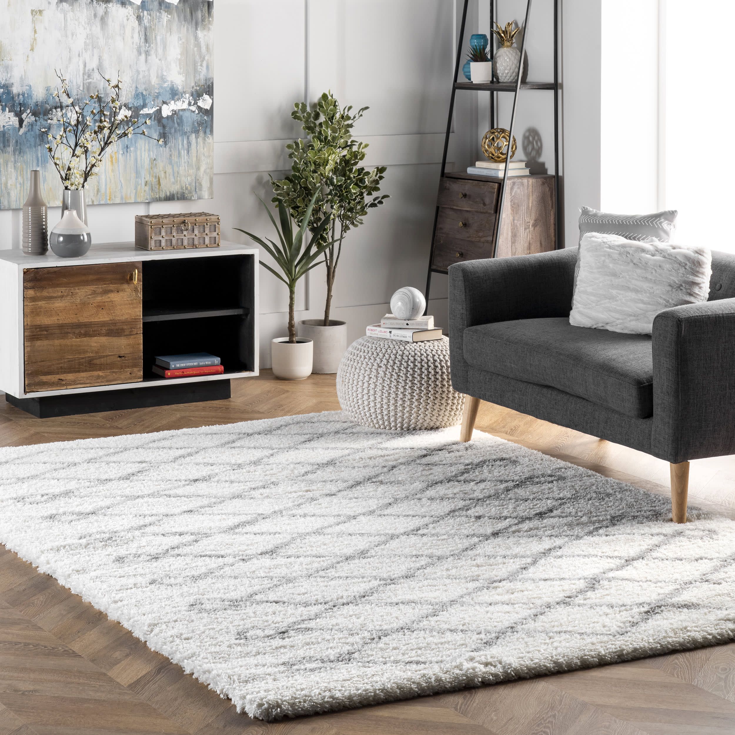 Diamond Loop Rug | Grey - Image 2