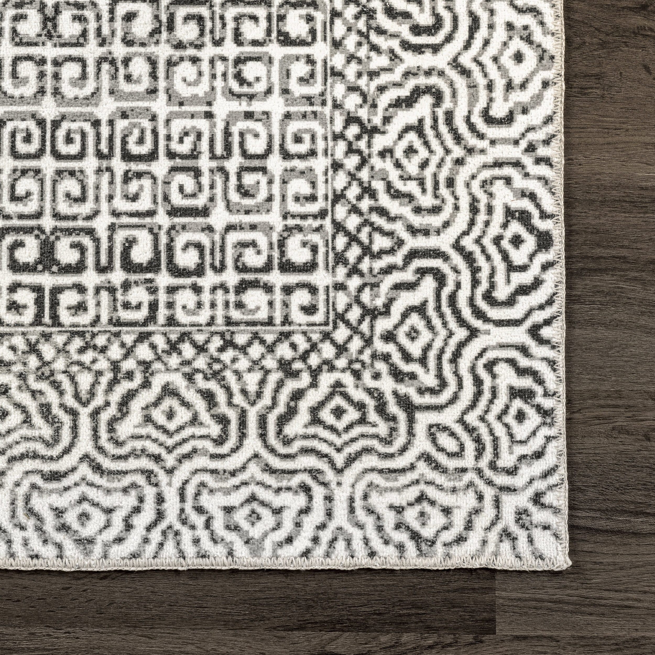 Diamond Mosaic Washable Rug | Grey - Image 3