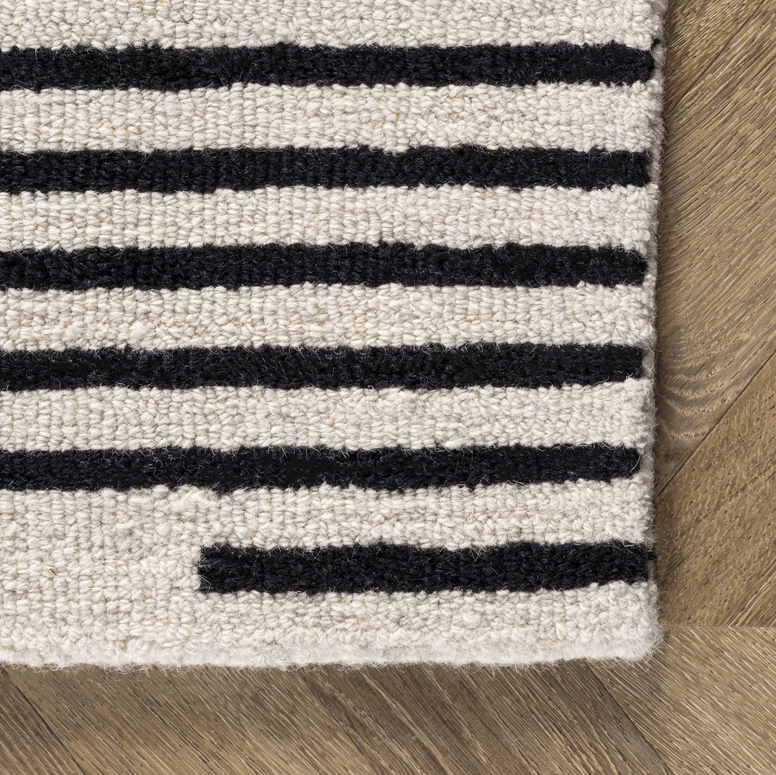 Diamond Pinstriped Rug | Ivory - Image 3