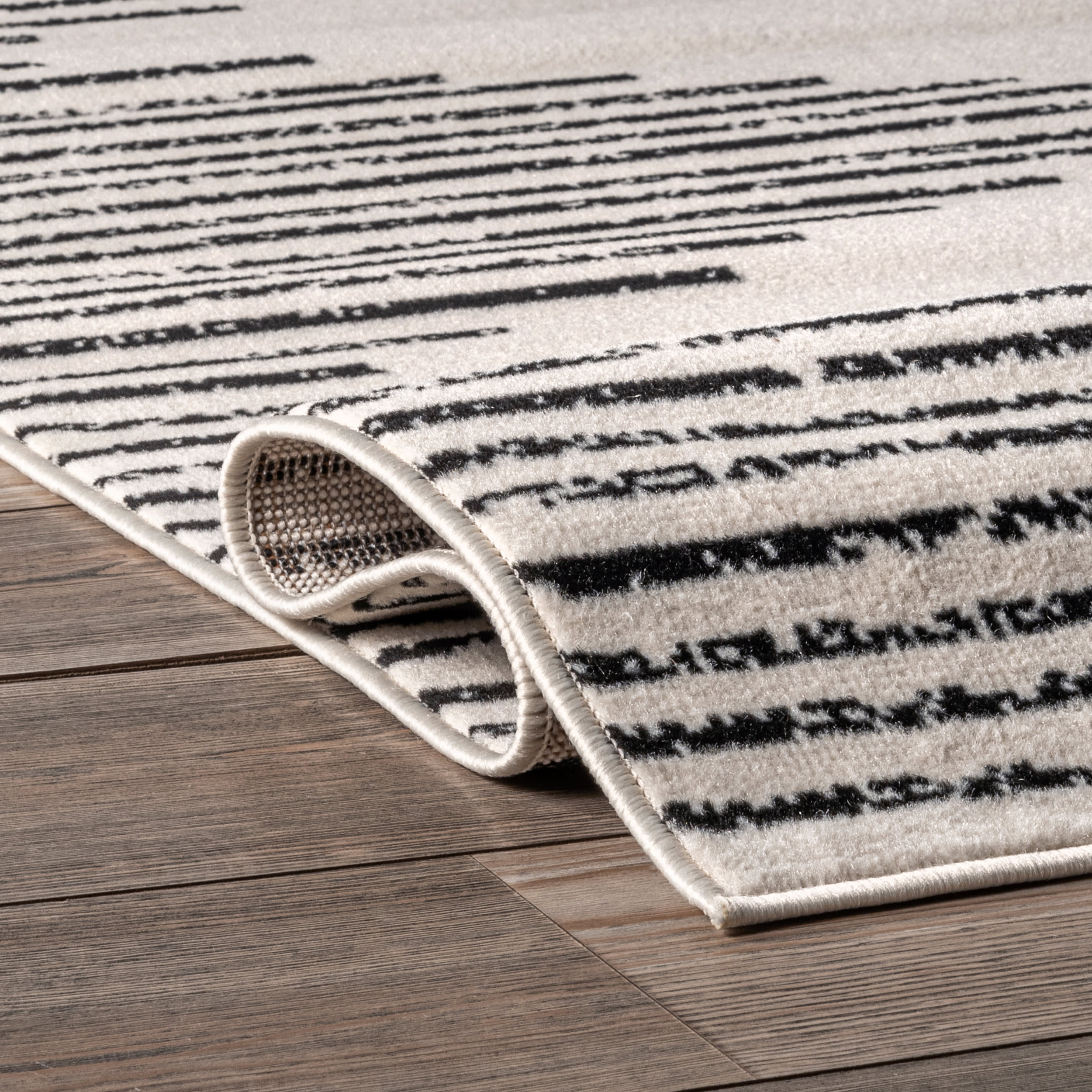 Diamond Pinstripes Rug | Black - Image 8