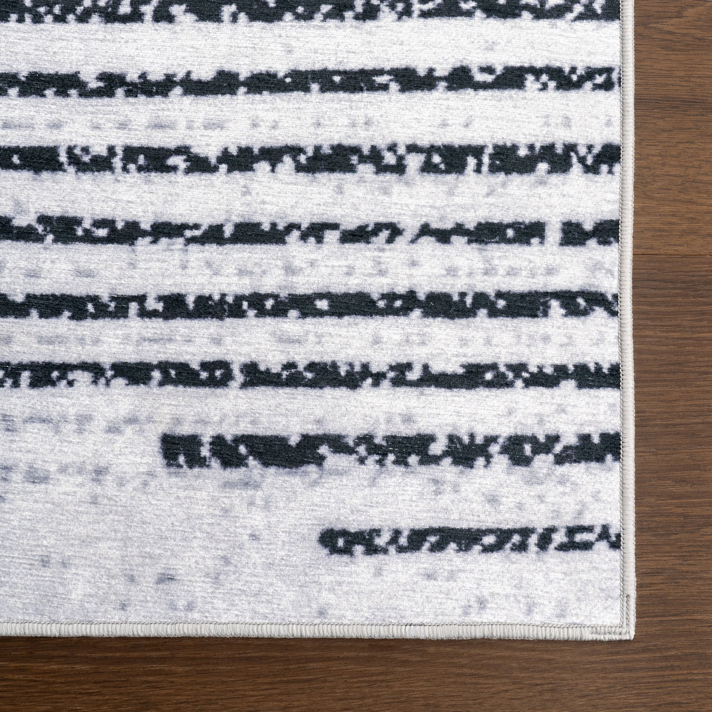 Diamond Pinstripes Spill Proof Washable Rug | White - Image 4