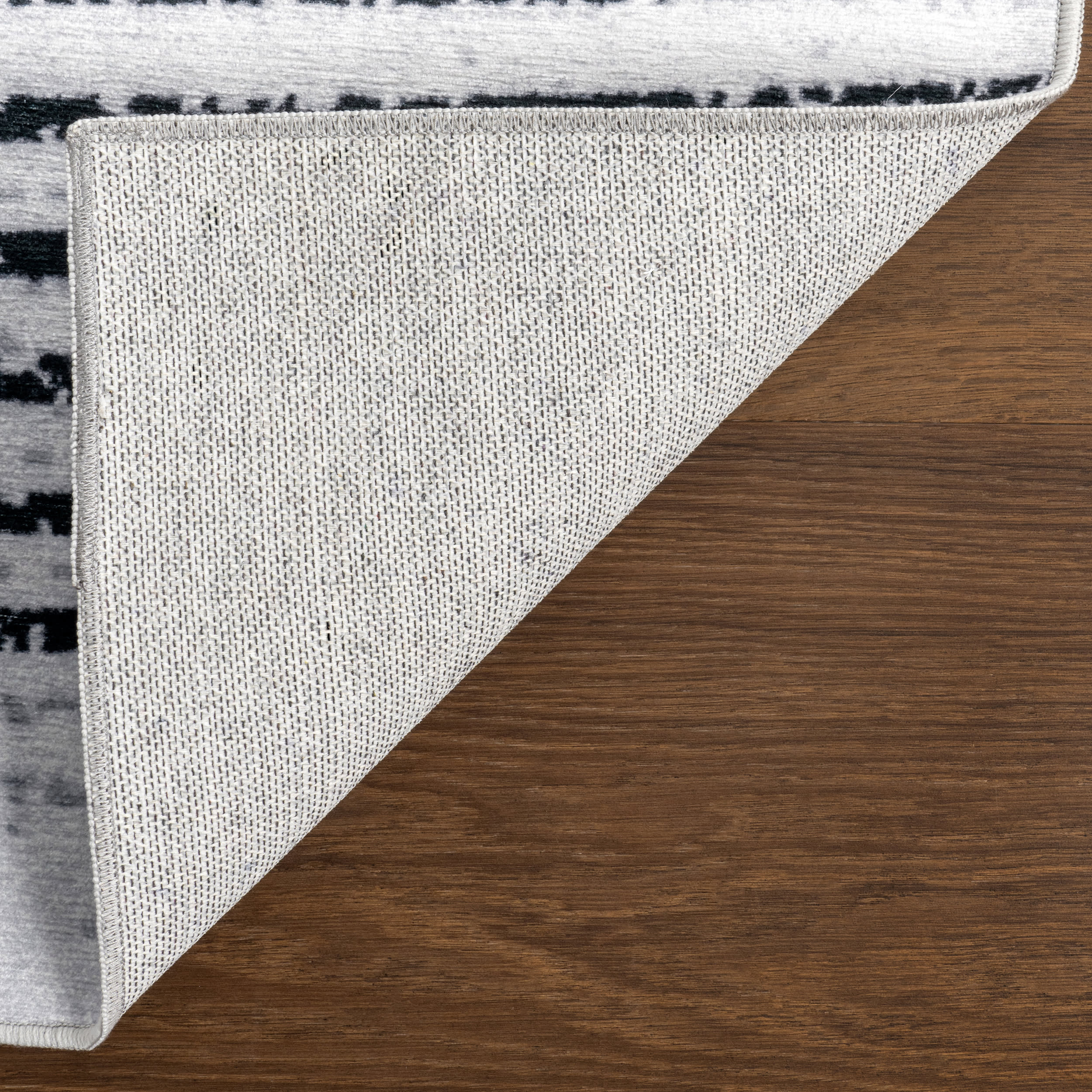 Diamond Pinstripes Spill Proof Washable Rug | White - Image 7